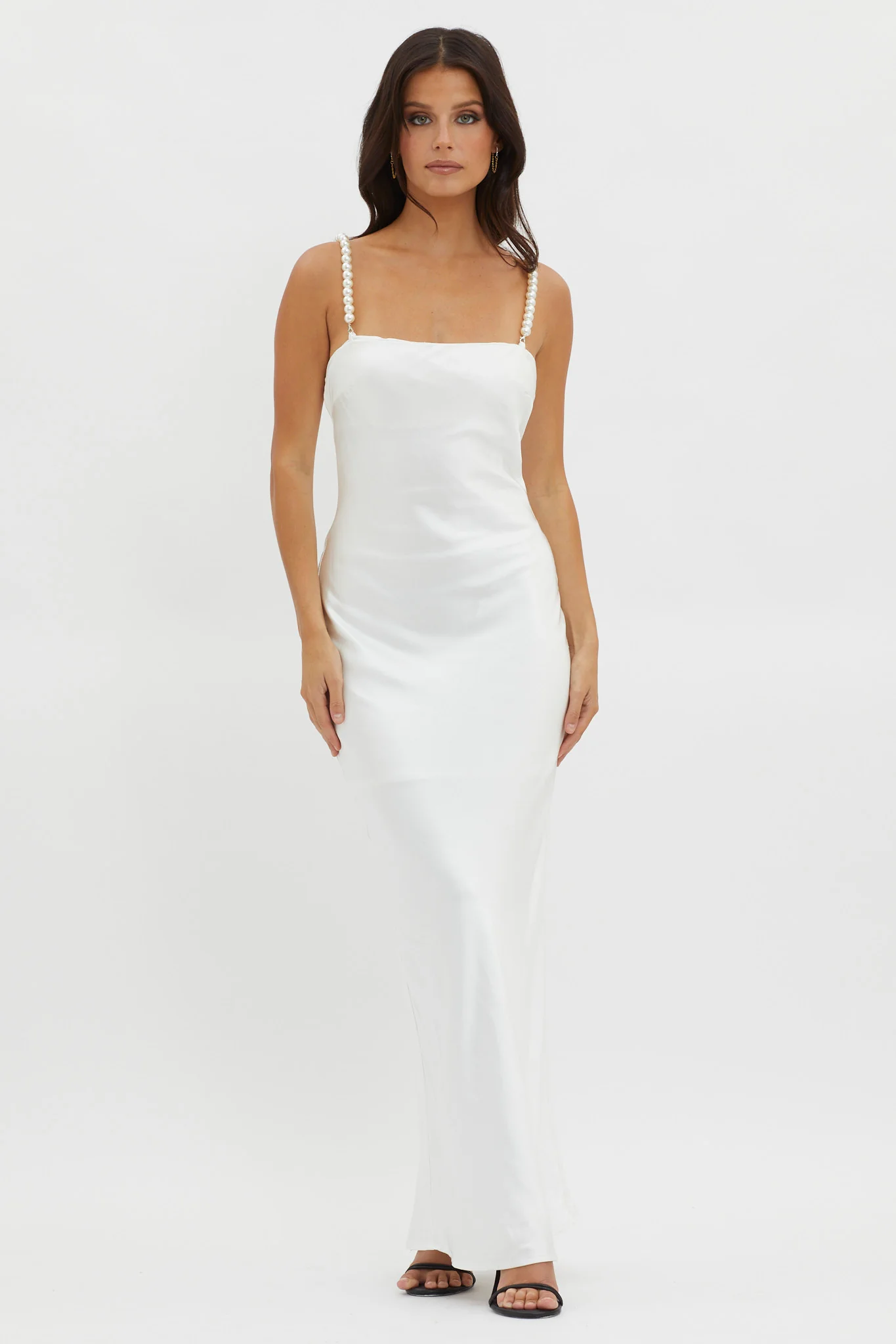 Saving Grace Pearl Strap Maxi Dress Oyster - Sonourner