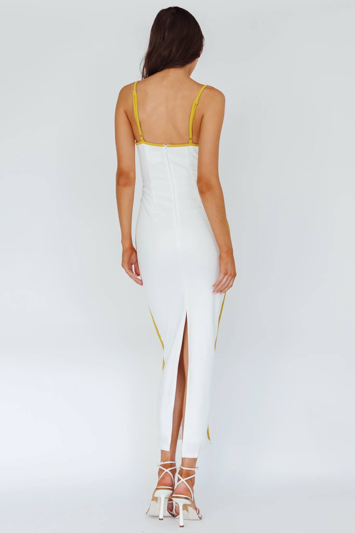 Sunny Coast Piping Trim Maxi Dress White/Yellow - Sonourner