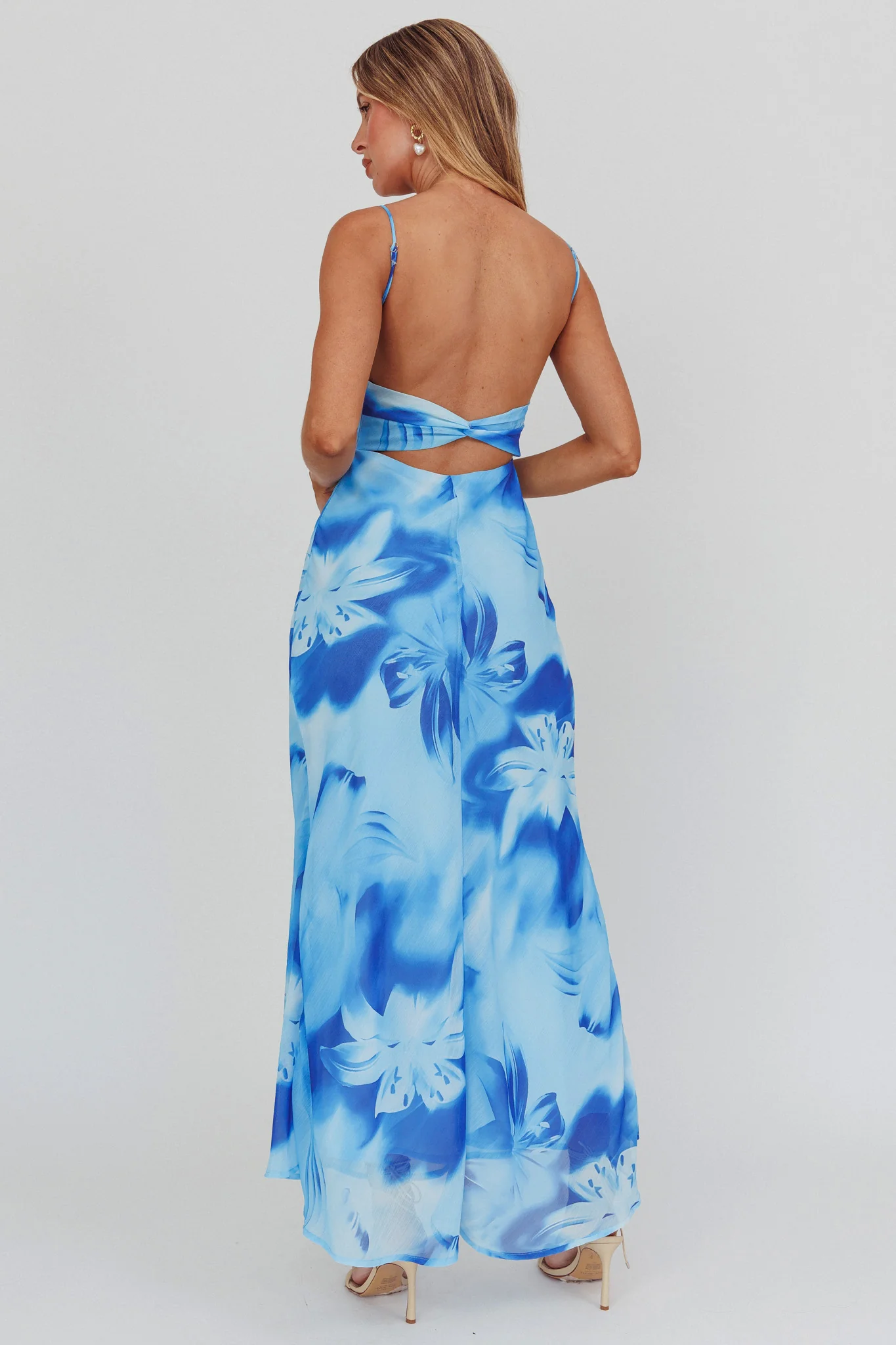 Nerida Low Back Twist Maxi Dress Lily Blue - Sonourner