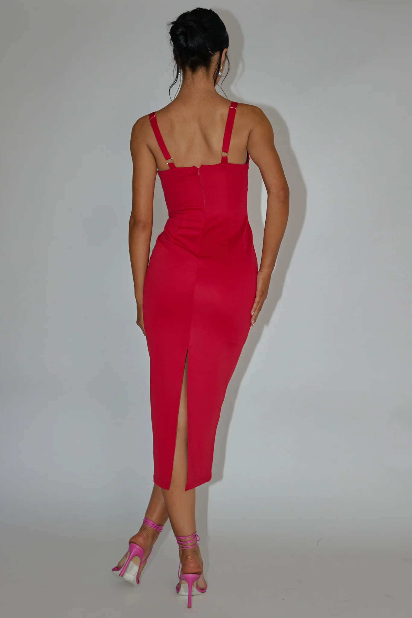 La Bellevilloise Sequin Bust Midi Dress Red - Sonourner