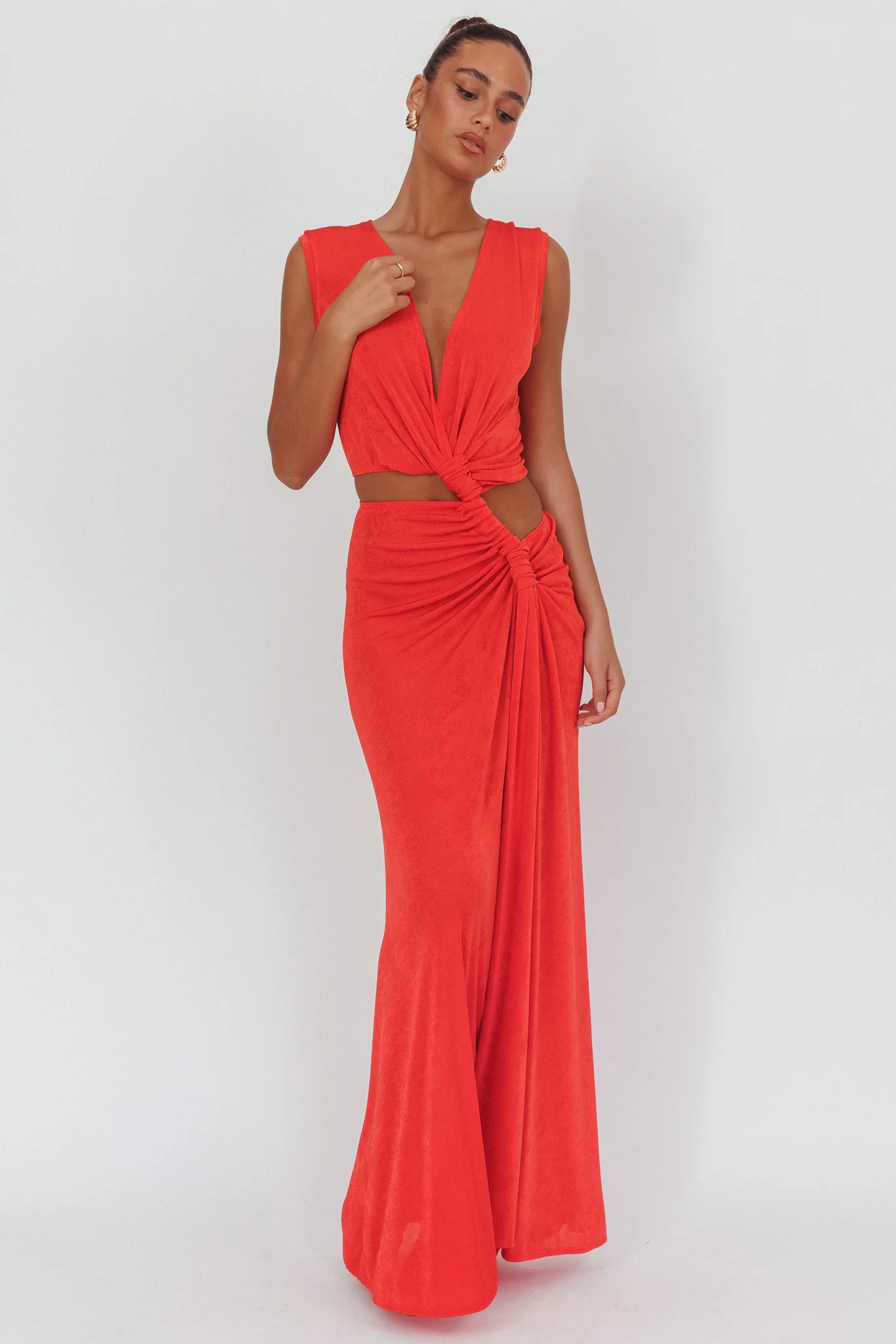 Mimosa Twist Waist Maxi Dress Coral - Sonourner