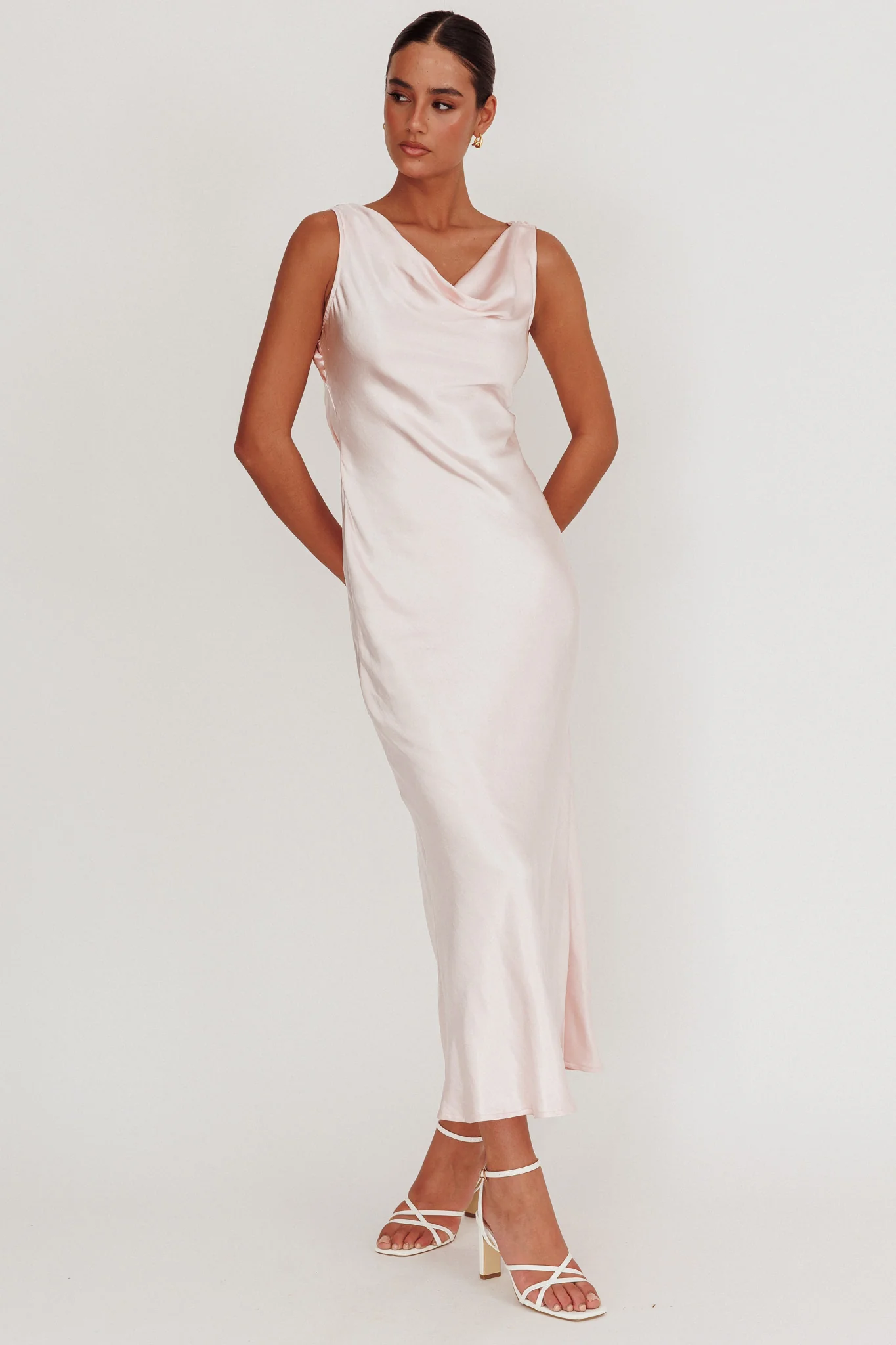 Take Care Backless Sash Maxi Dress Blush - Sonourner