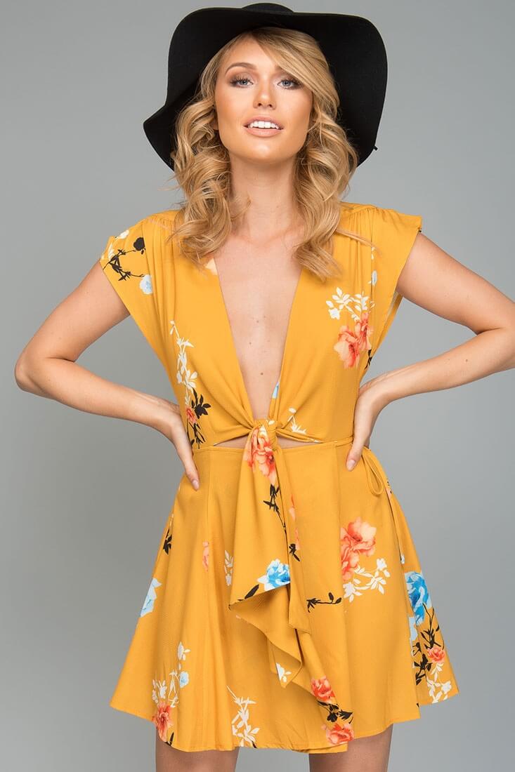 Lydia Casual Summer Dress Yellow Mustard - Sonourner