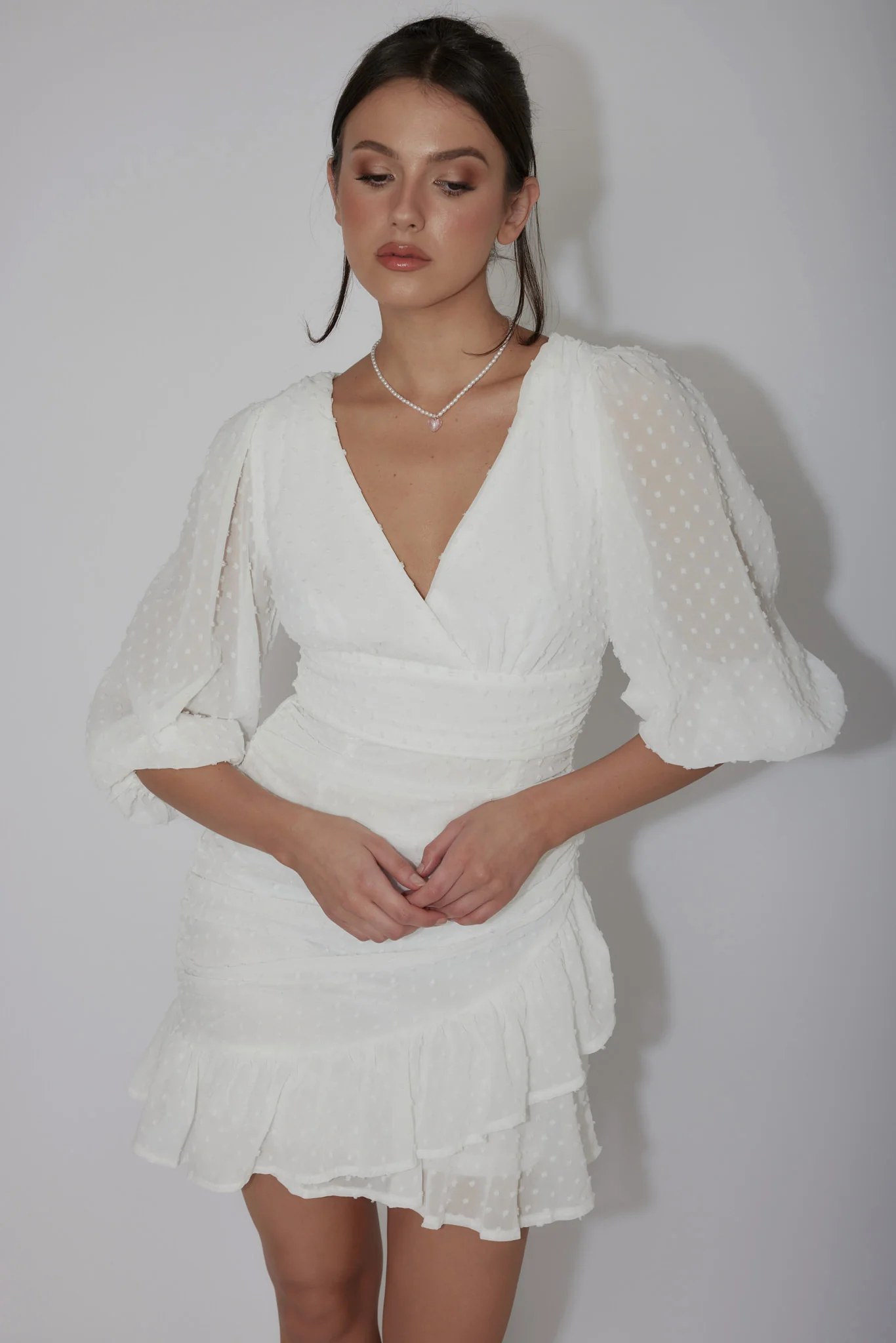 Wild Honey Hail Spot Mini Dress White - Sonourner