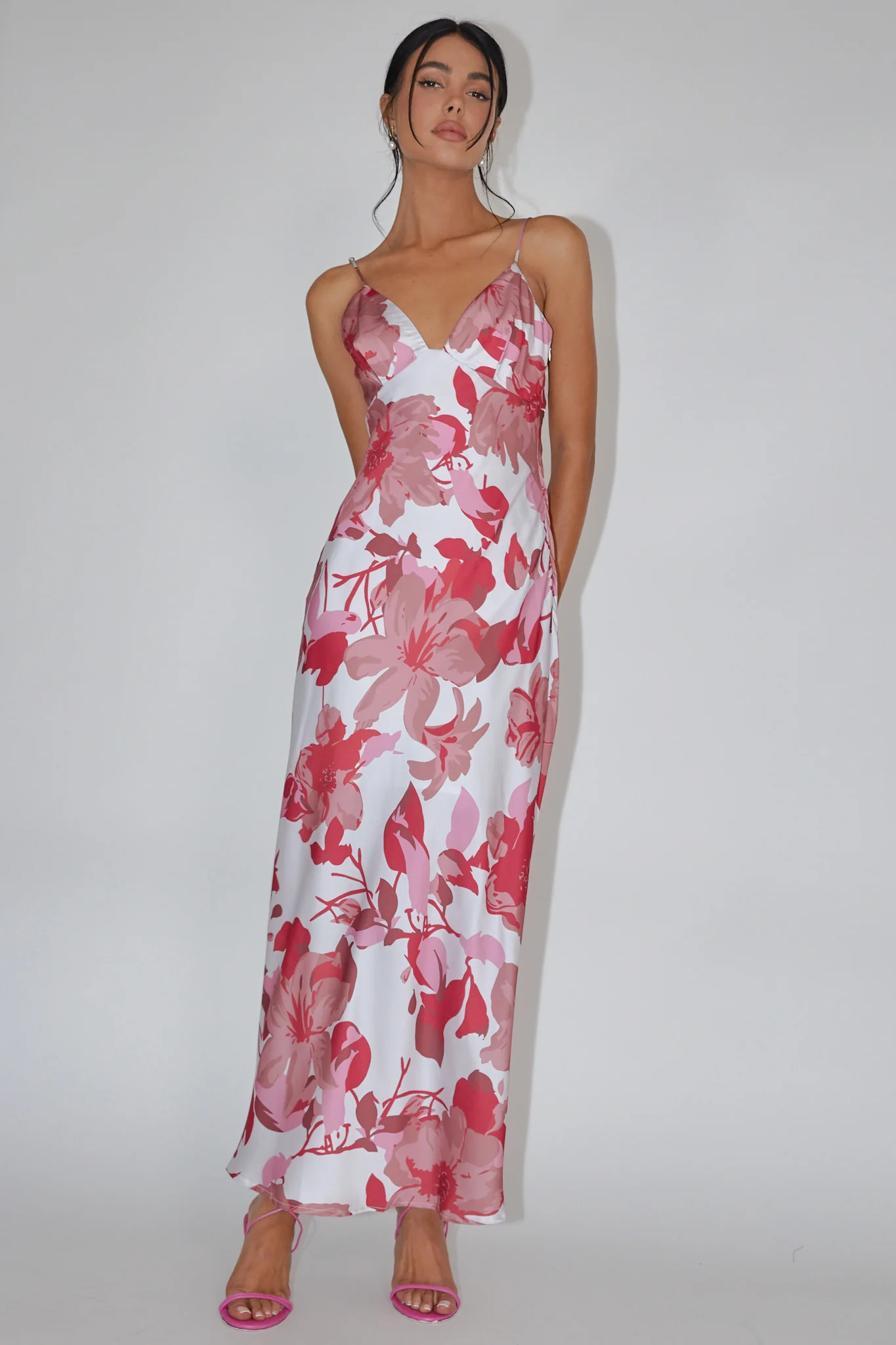 Egypt Cami Strap Maxi Dress Print Pink - Sonourner