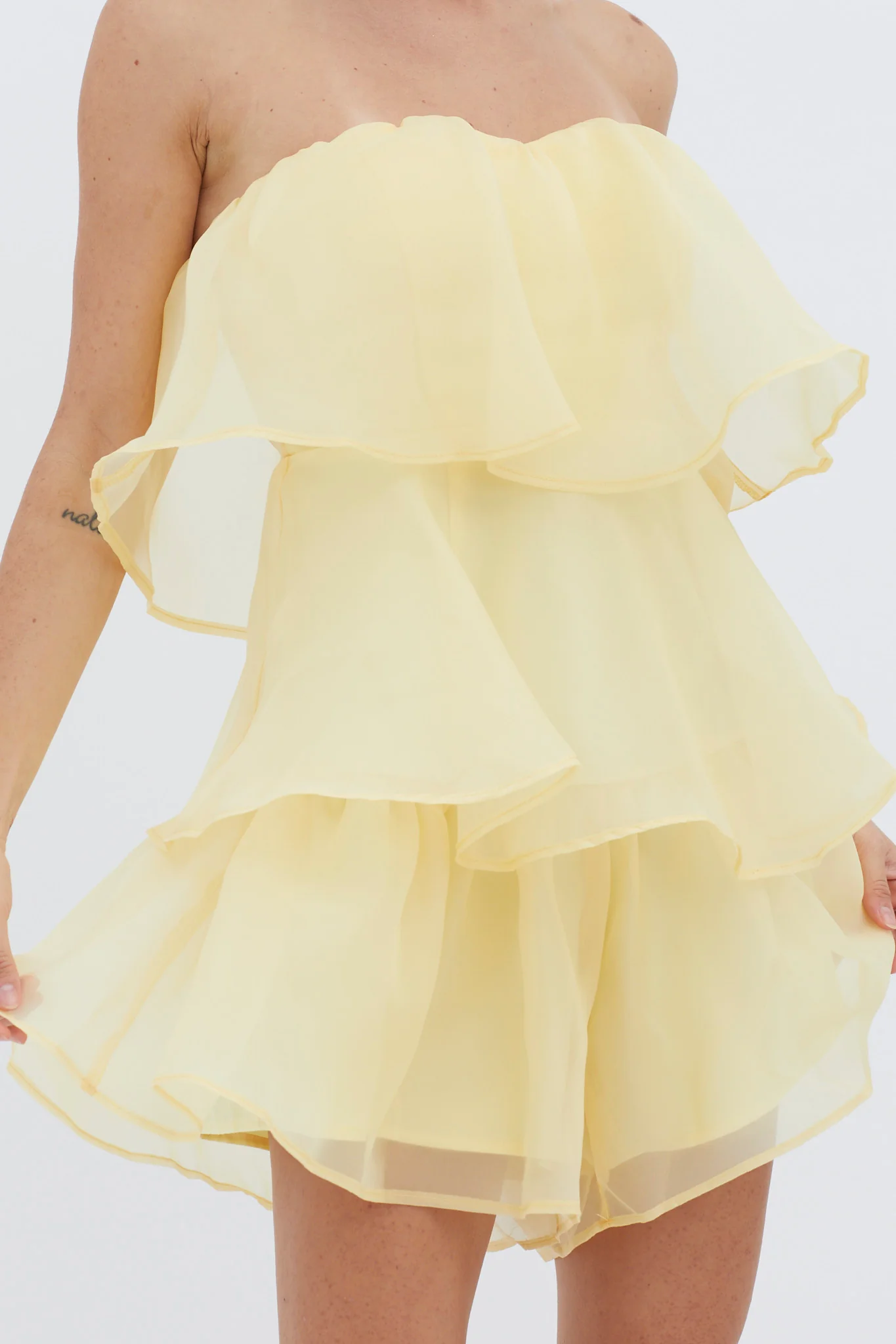 Behati Tiered Layer Romper Yellow - Sonourner