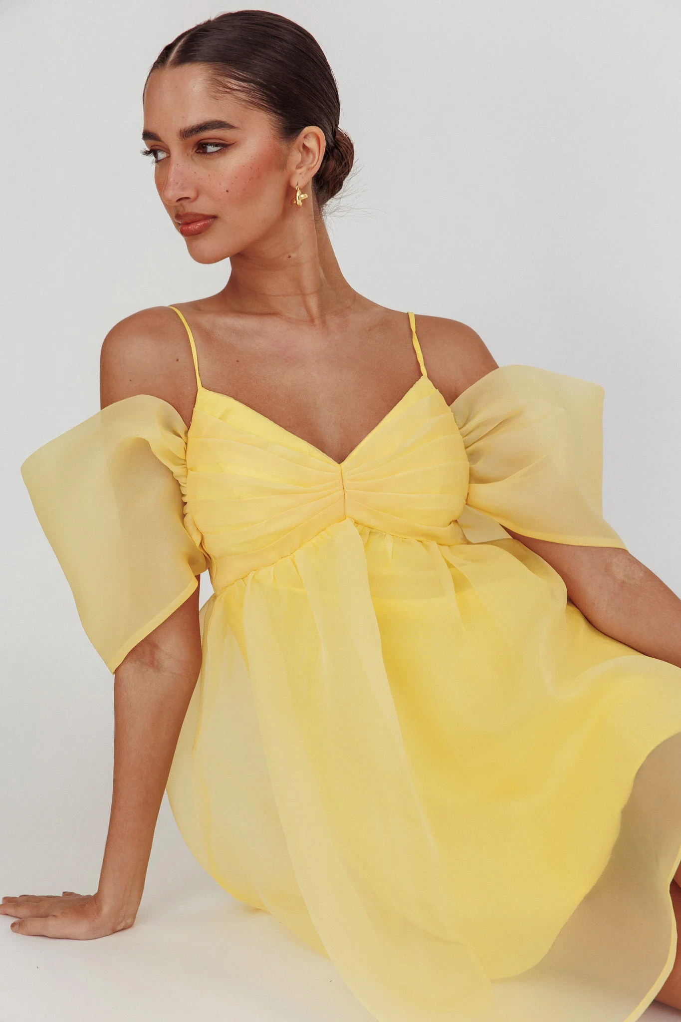 Little Liar Organza Mini Dress Yellow - Sonourner