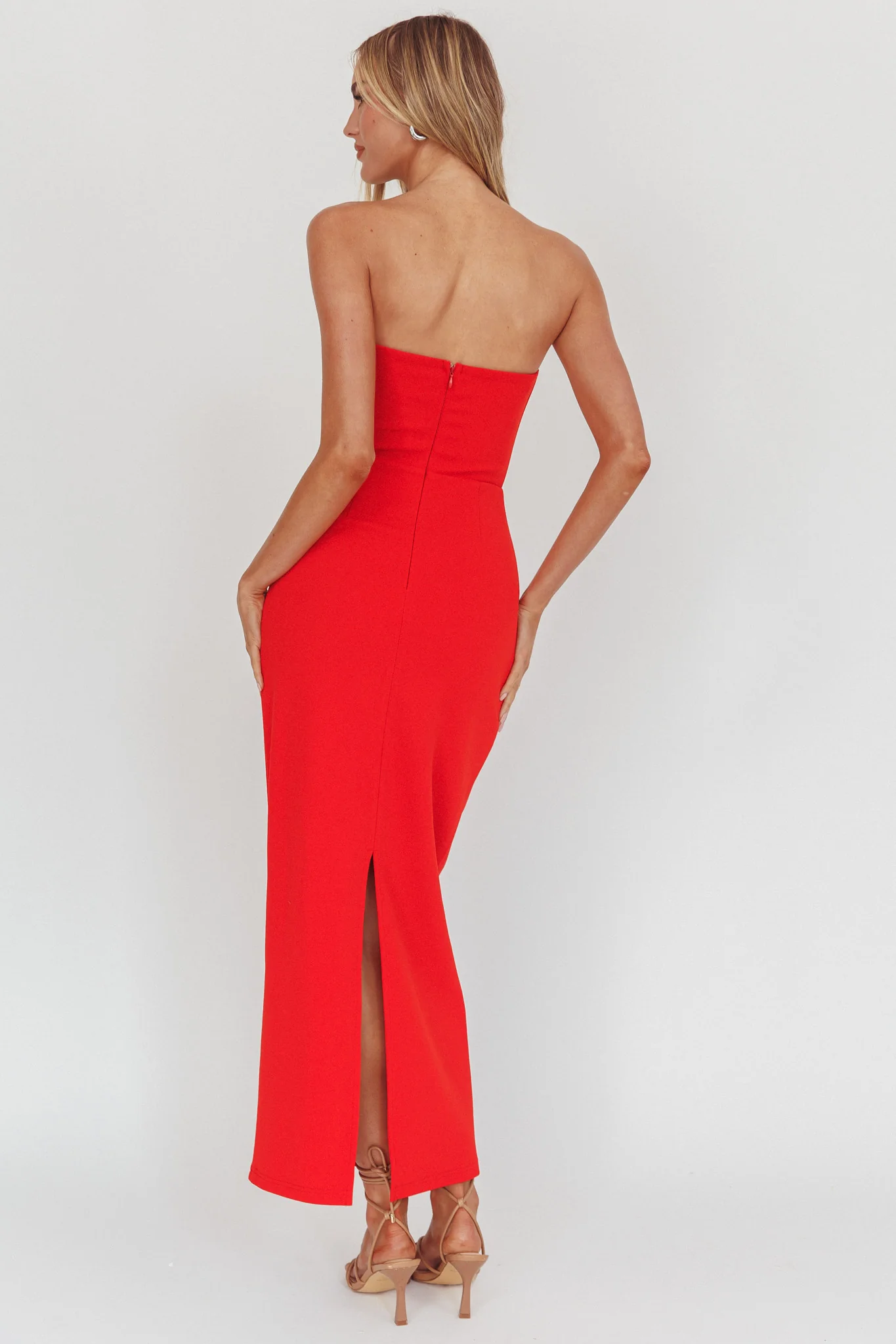 Sonrisa Strapless Cut-Out Maxi Dress Red - Sonourner