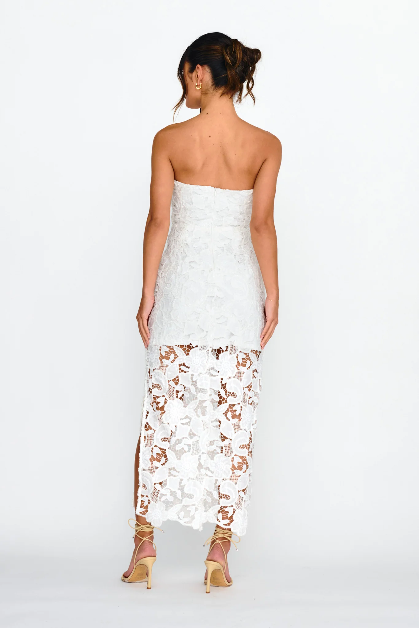 Parisa Sequin Embroidery Overlay Midi Dress White - Sonourner