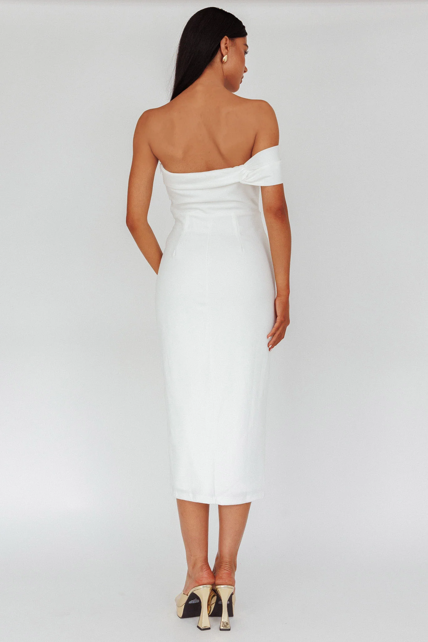 First Impressions One Shoulder Midi Dress White - Sonourner