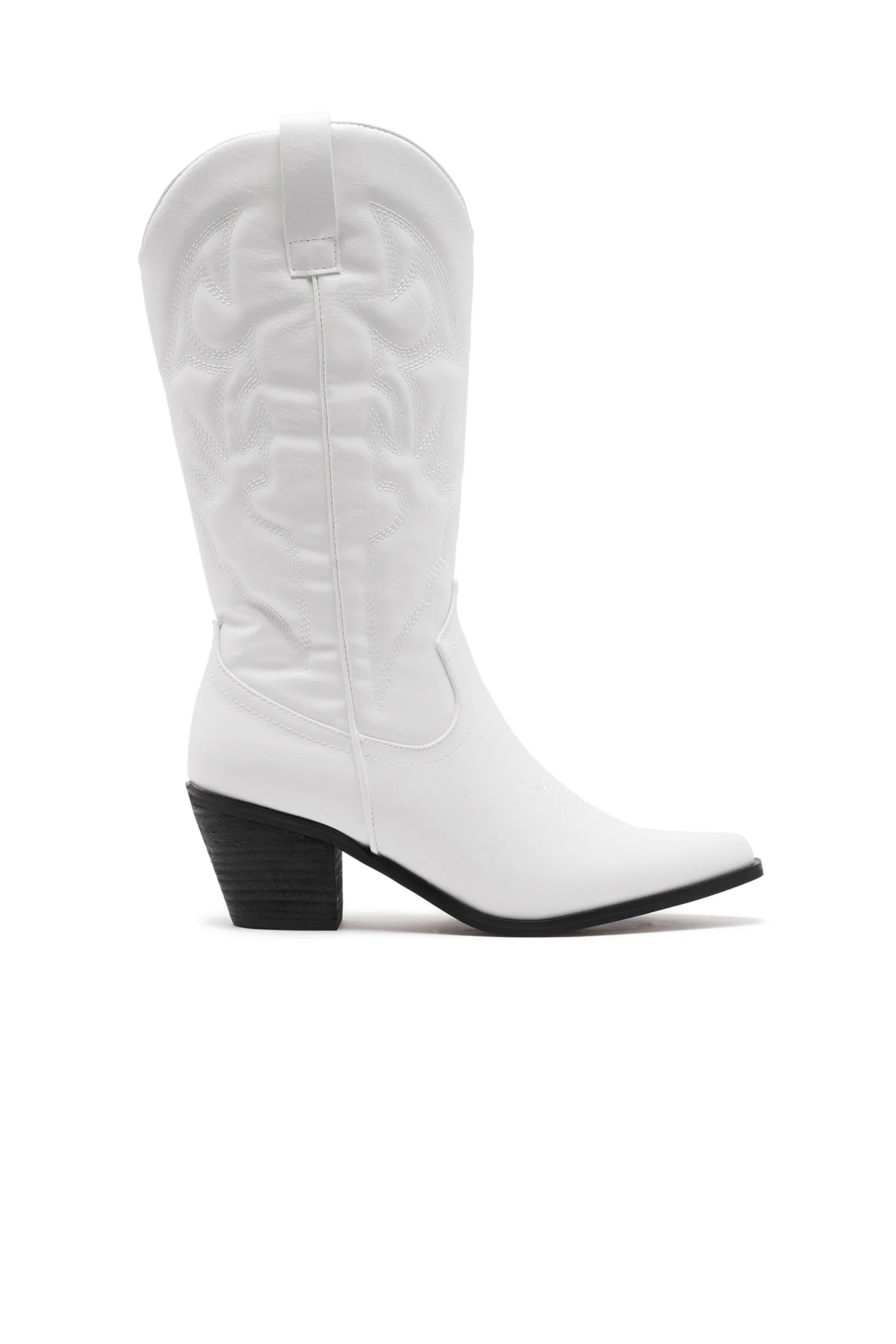 THERAPY Clayton Cowboy Boot White Faux Suede - Sonourner