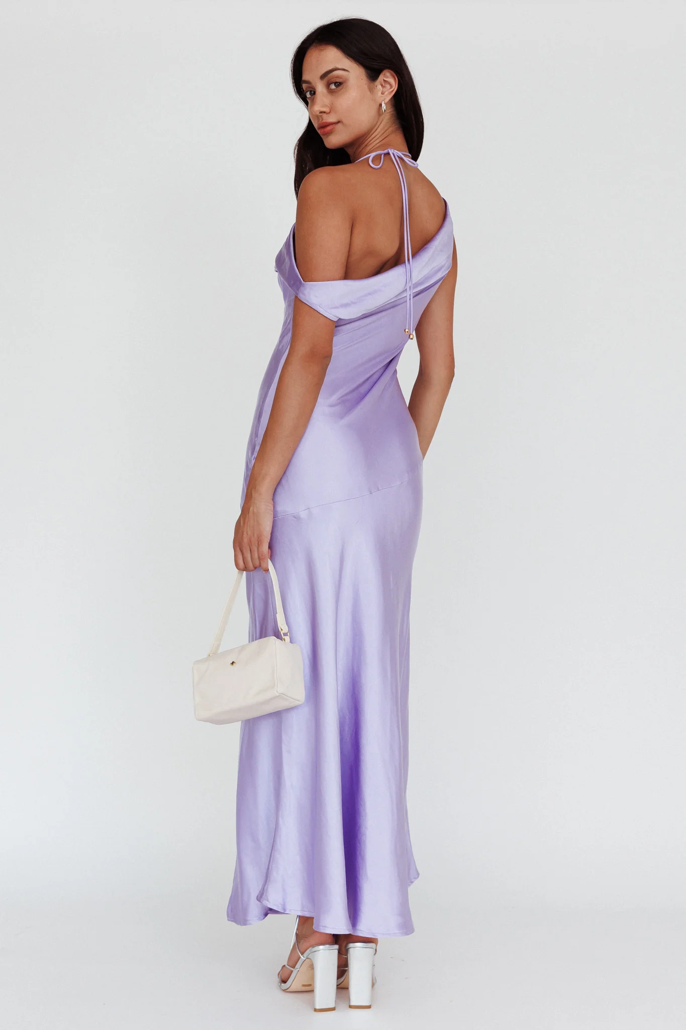 Etienne Off-Shoulder Halter Midi Dress Lilac - Sonourner