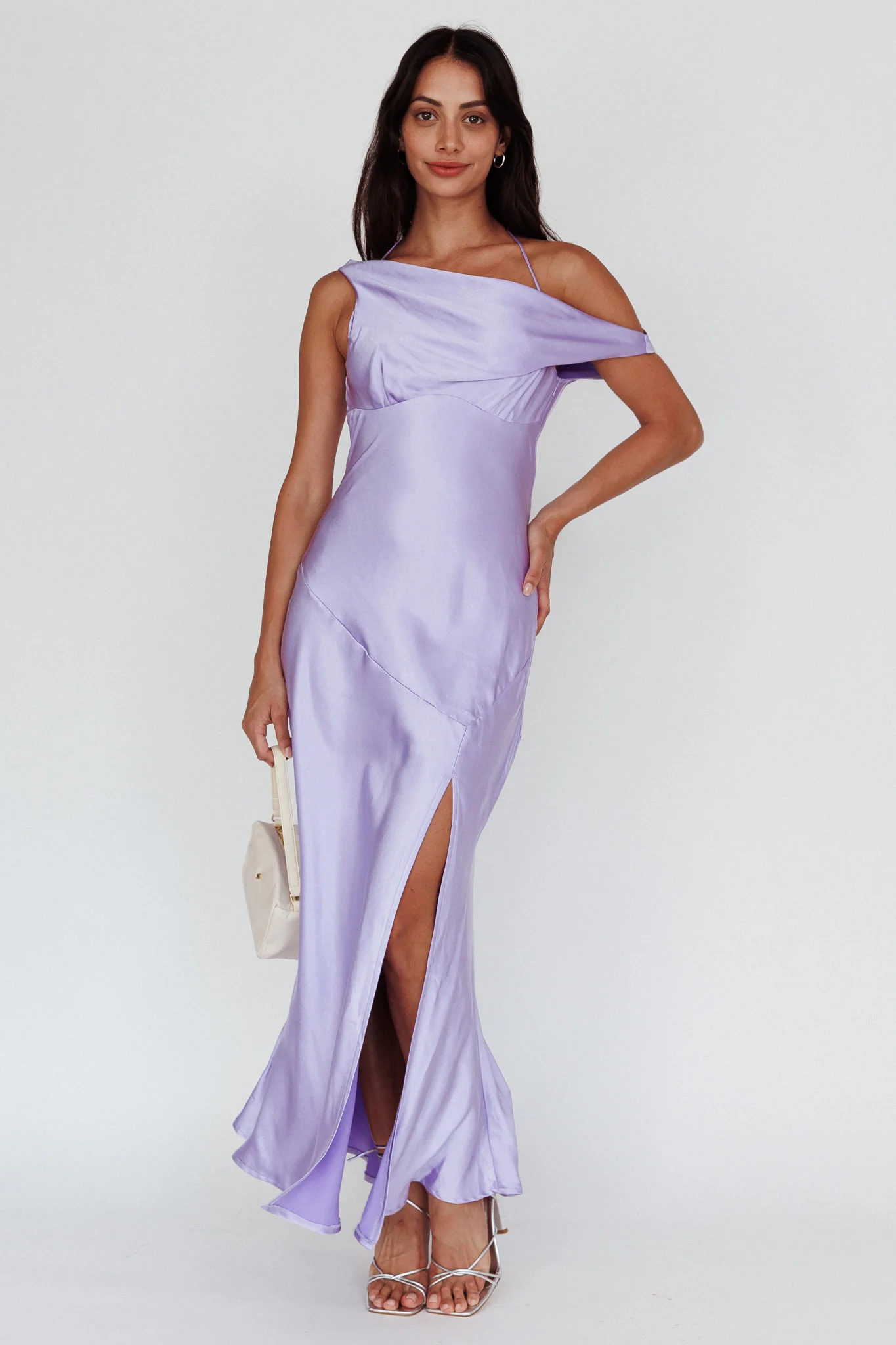 Etienne Off-Shoulder Halter Midi Dress Lilac - Sonourner