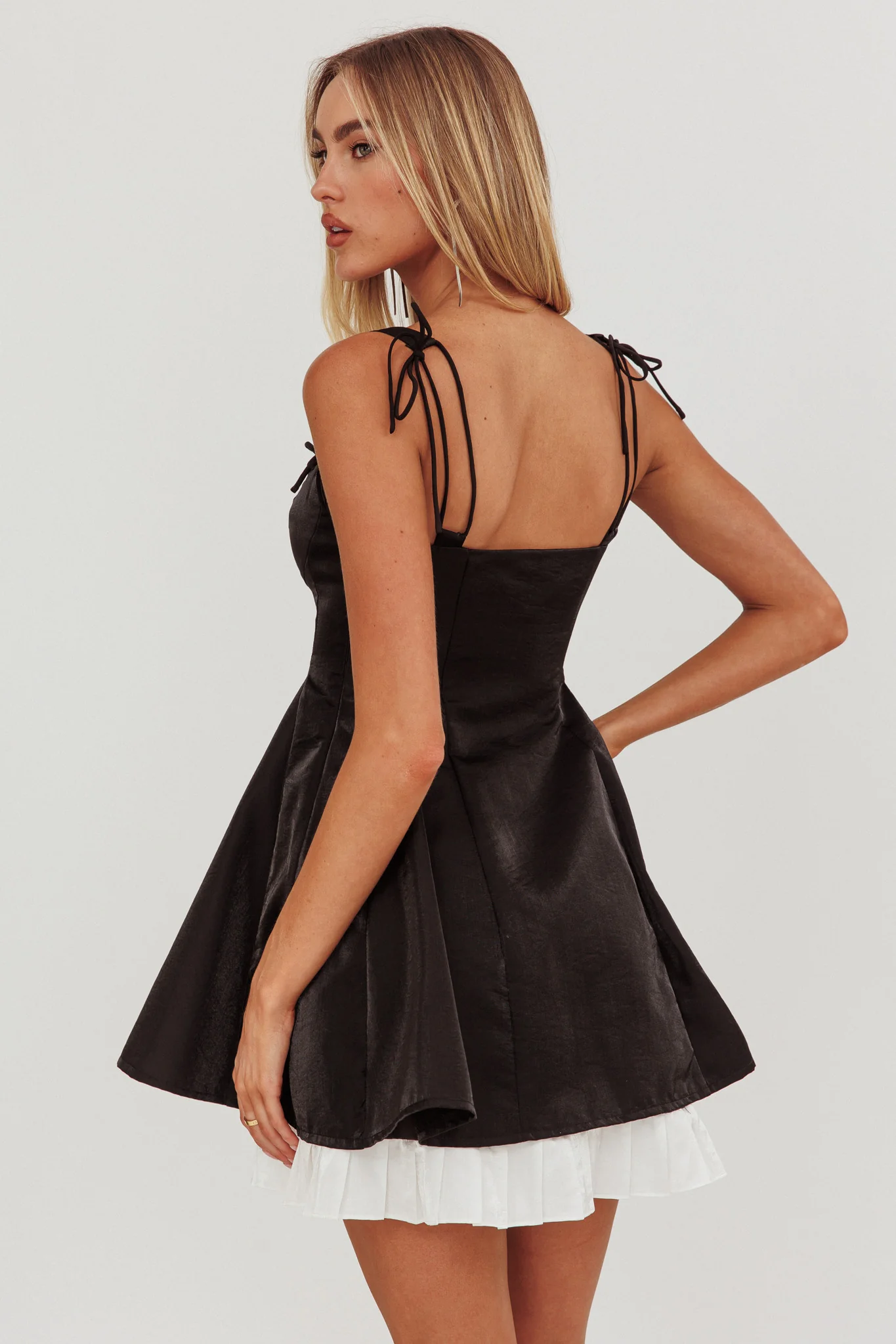 Night Rider Fit And Flare Mini Dress Black - Sonourner
