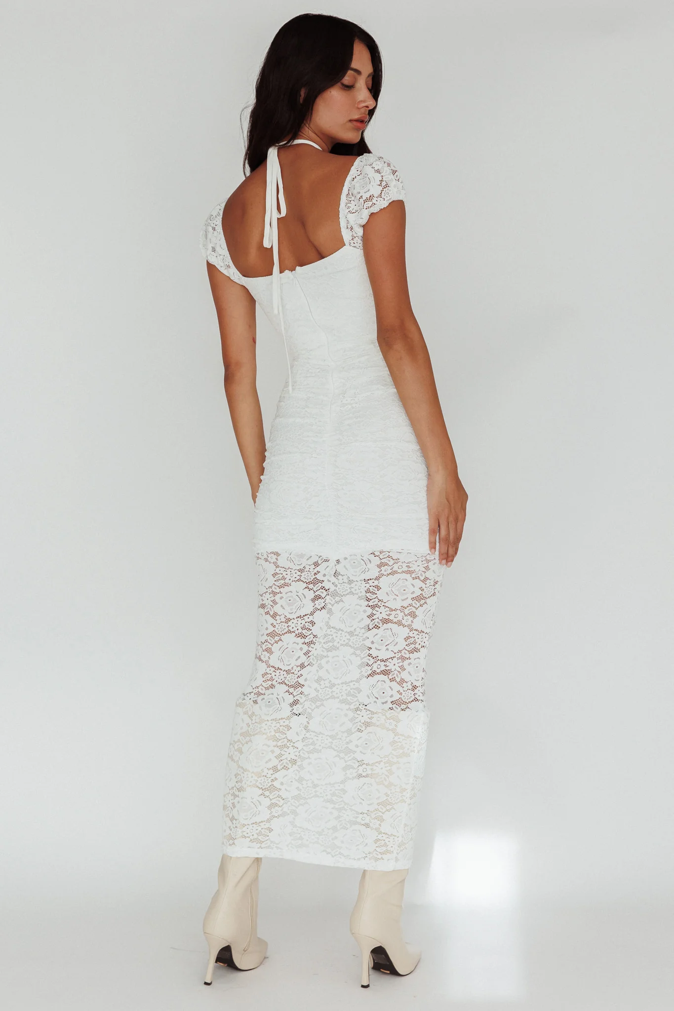 Versailles Summer Rose Accent Lace Dress White - Sonourner