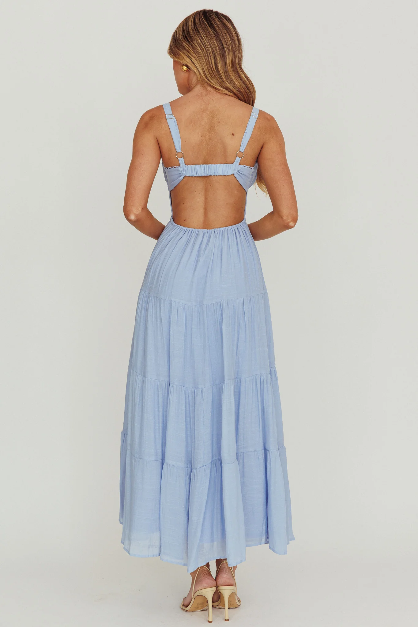 Neptune Cut Out Back A-Line Maxi Dress Blue - Sonourner