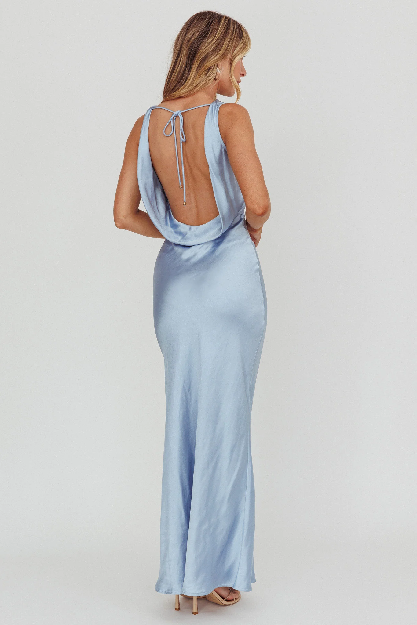 Moon Glow Cowl Neck Maxi Dress Blue - Sonourner