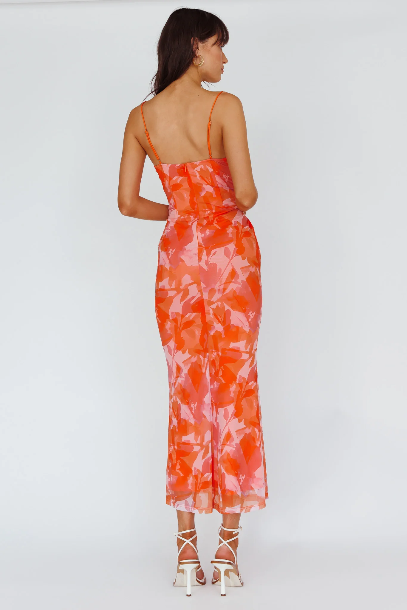 Teava Laced Waist Maxi Dress Print Floral Orange - Sonourner