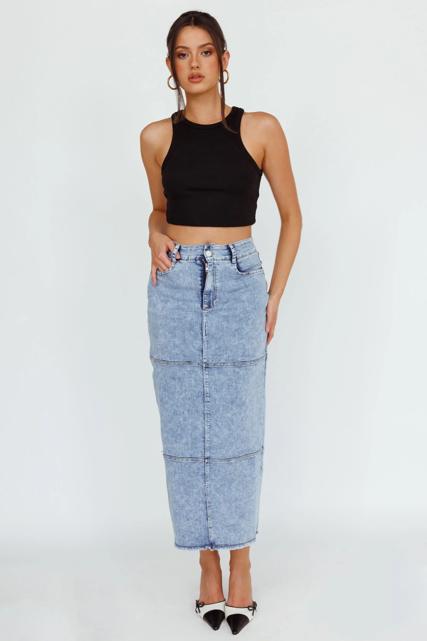 Thalia Pocket Midi Skirt Denim - Sonourner