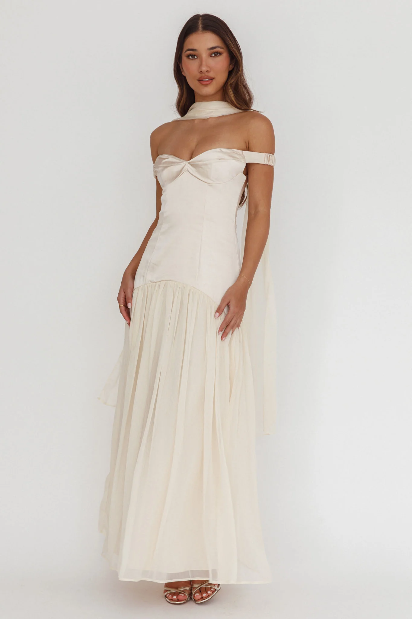Kaycee Drop Waist Maxi Dress Champagne - Sonourner