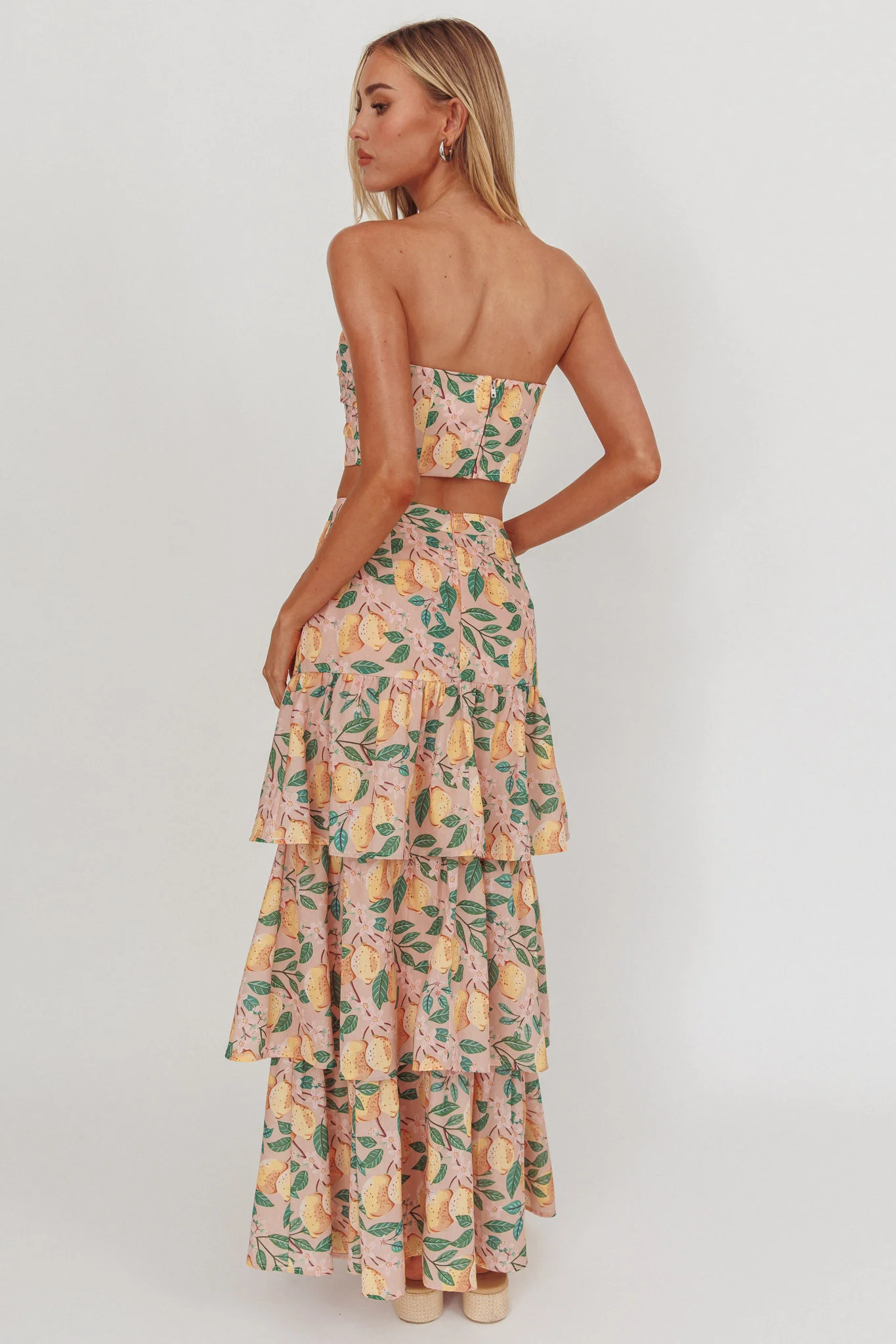 Ezmeralda Tiered Ruffle Maxi Skirt Lemon - Sonourner