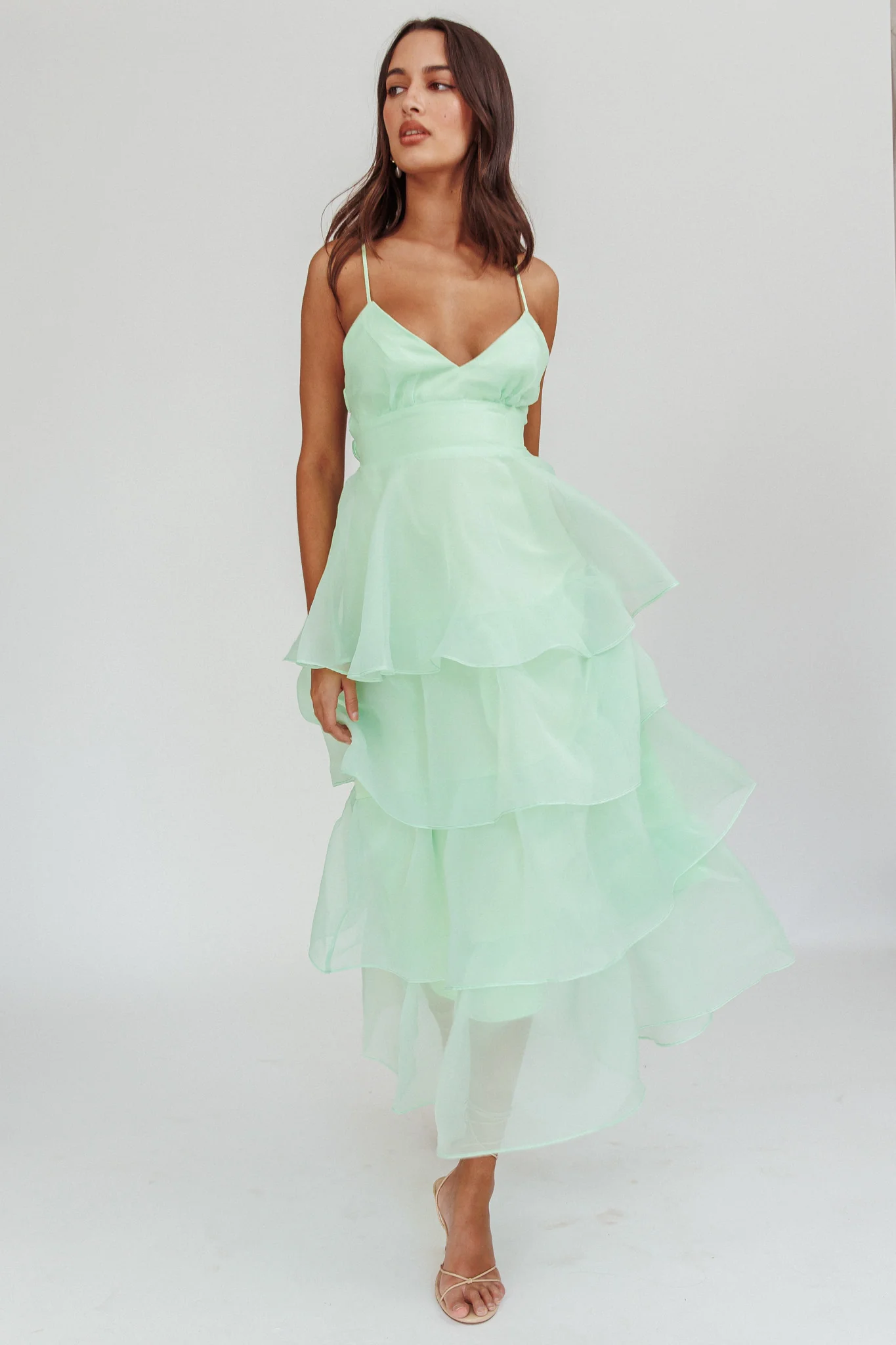 Made For You Tiered Ruffle Midi Dress Mint - Sonourner