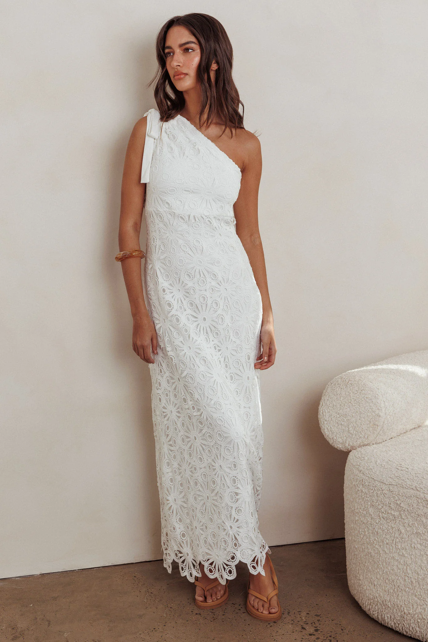 Artice One Shoulder Maxi Dress Off White - Sonourner