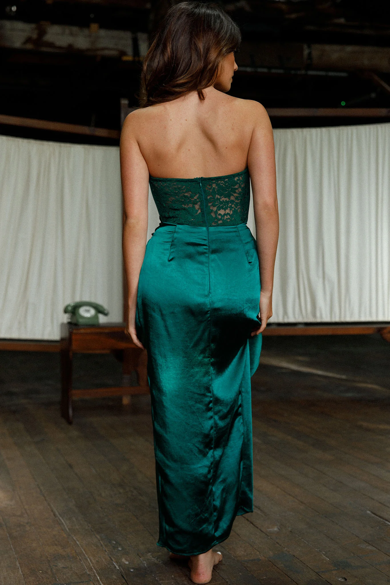 Playing For Keeps Lace Bodice Maxi Dress Forest Green - Sonourner