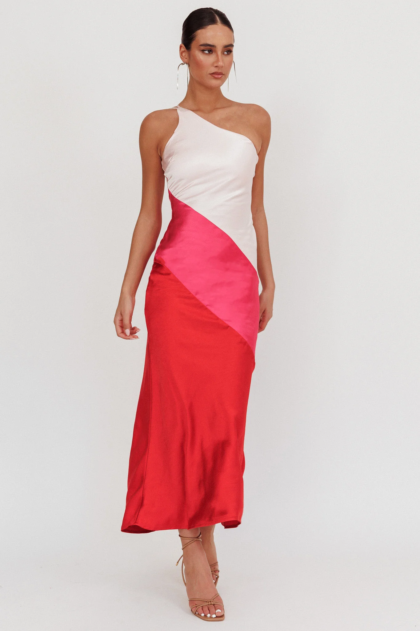 Swipe Right One-Shoulder Maxi Dress Pink - Sonourner