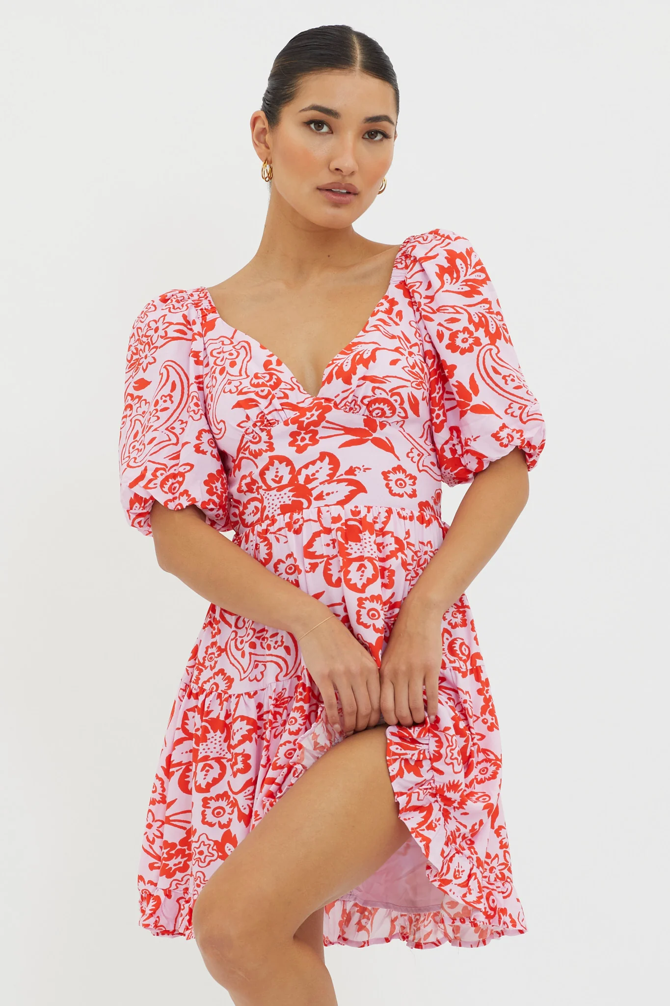 Madrid Summer Tied Back Mini Dress Print Lilac - Sonourner