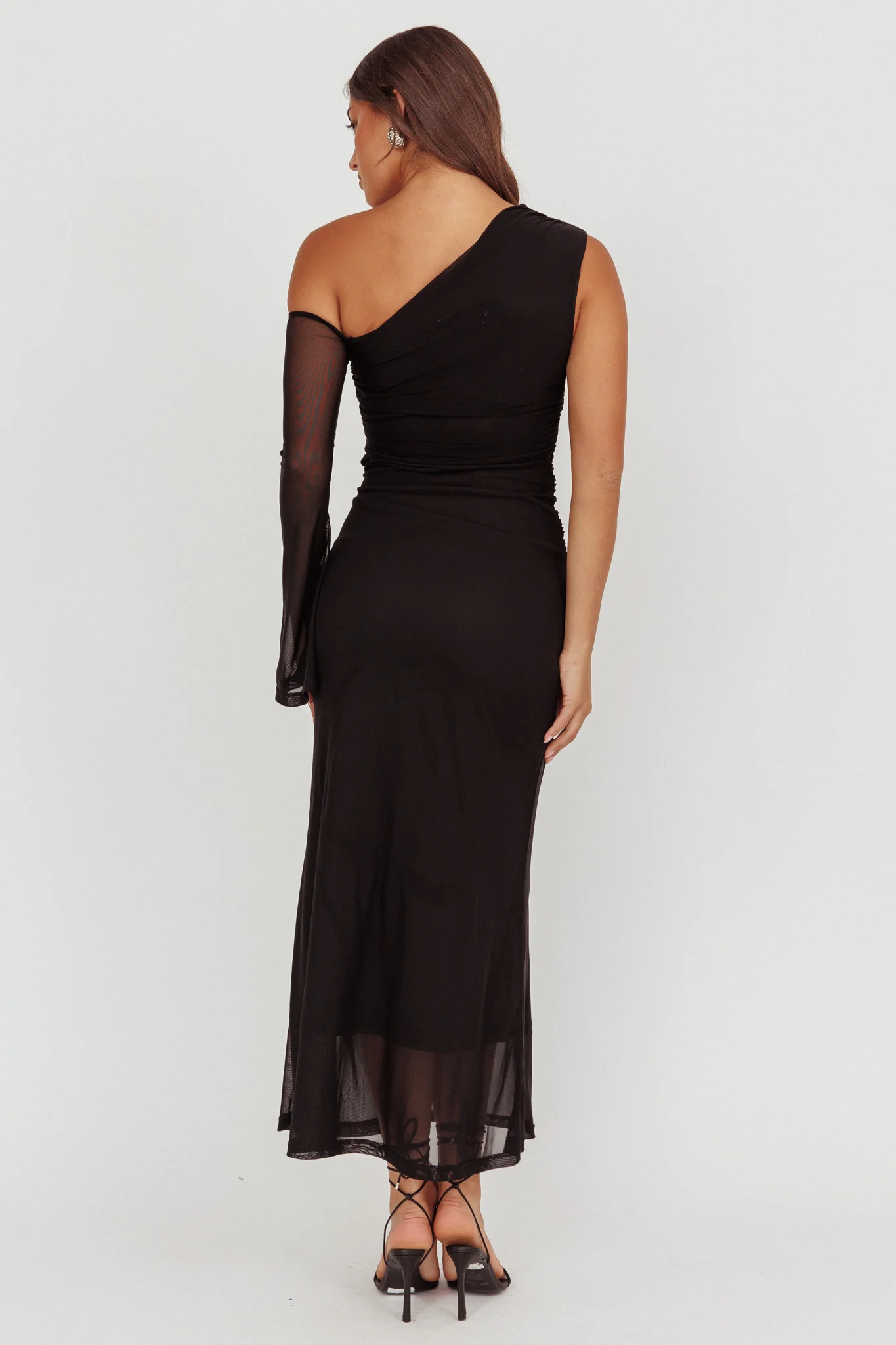 Prima One Shoulder Cut-Out Maxi Dress Black - Sonourner