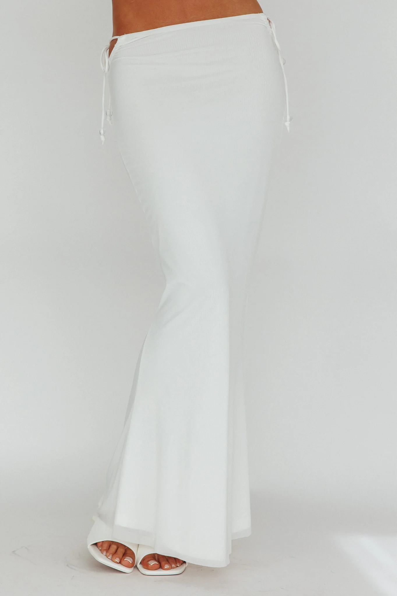 Rana String Tie Side Midi Skirt Cream - Sonourner