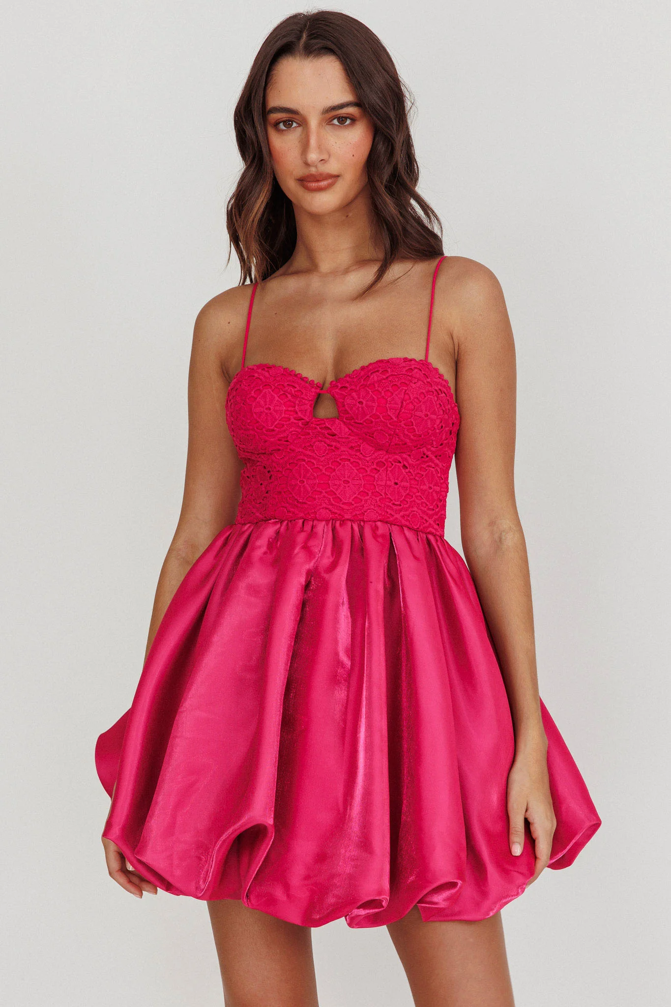 Lucia Bubble Skirt Mini Dress Hot Pink - Sonourner