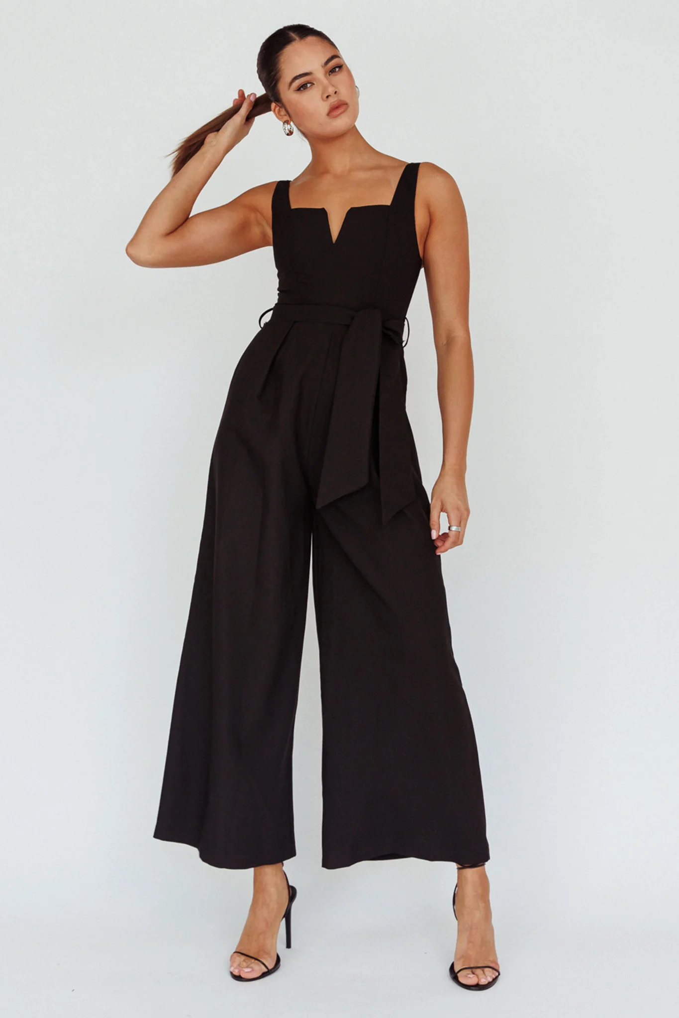 Colleen Waist Tie Jumpsuit Black - Sonourner