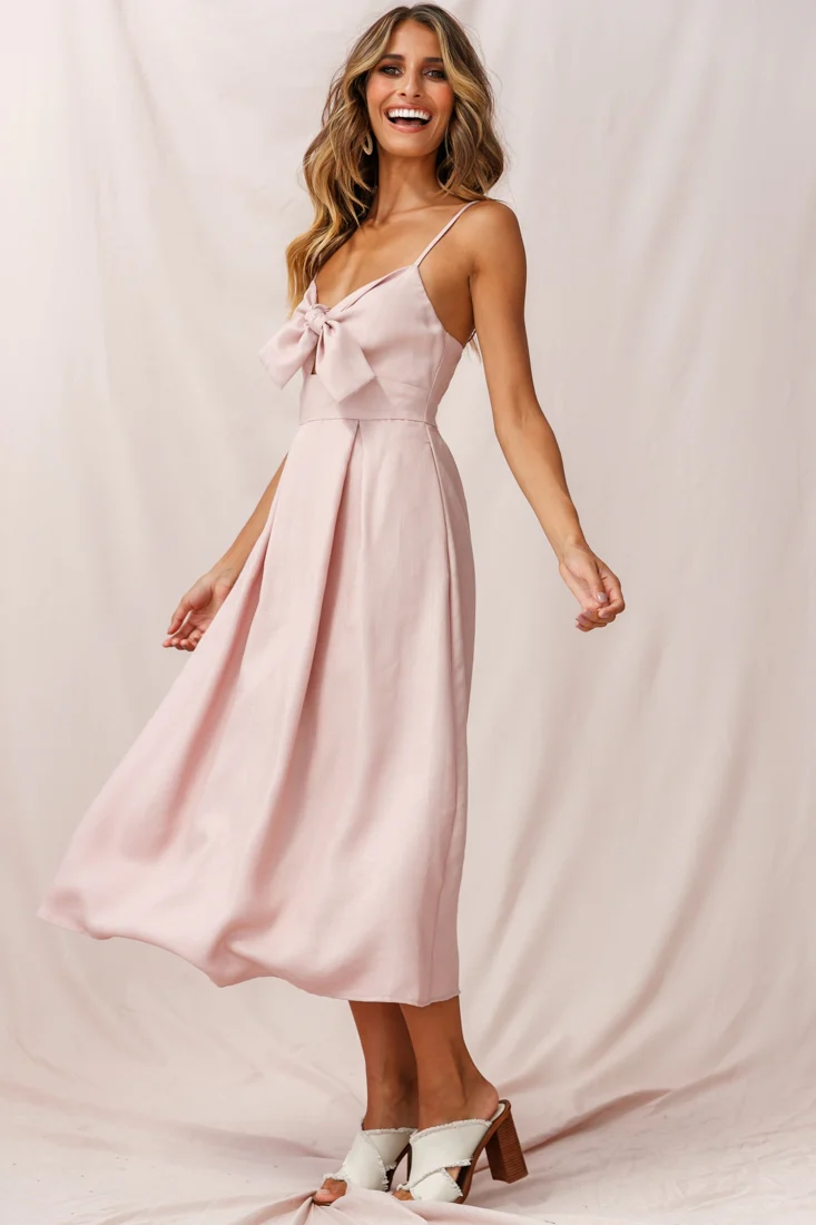 Hope Tie-Knot Bust Midi Dress Blush - Sonourner
