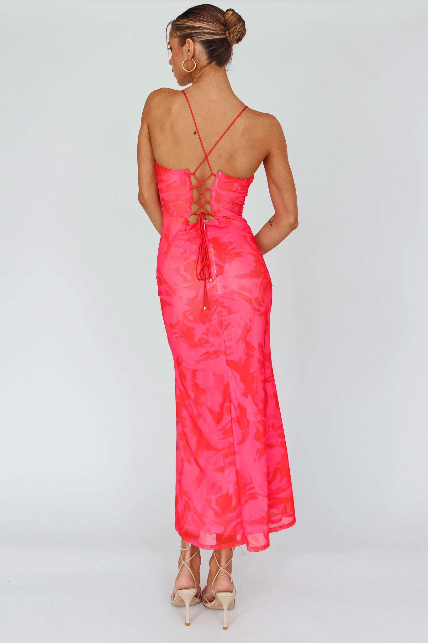 Nouveau U-Neckline Midi Dress Marbled Pink - Sonourner