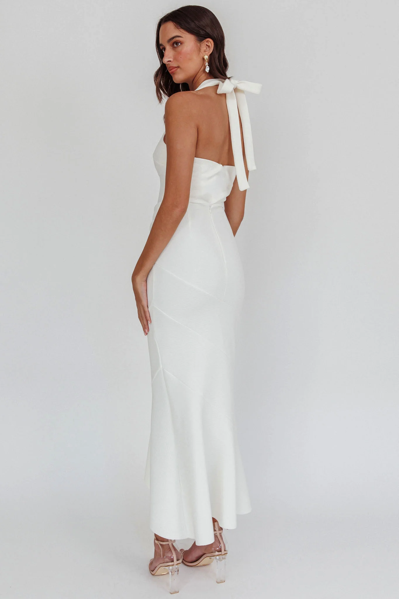 Fire Of Stars Halterneck Midi Dress White - Sonourner