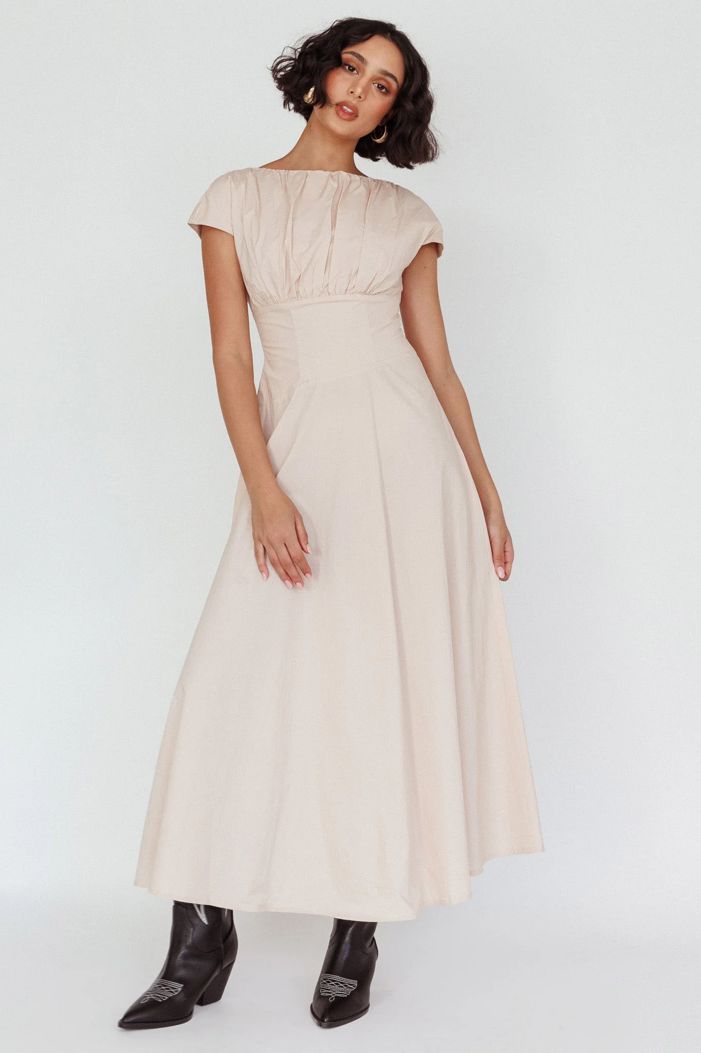 Derry Cap Sleeve A-line Maxi Dress Oat - Sonourner