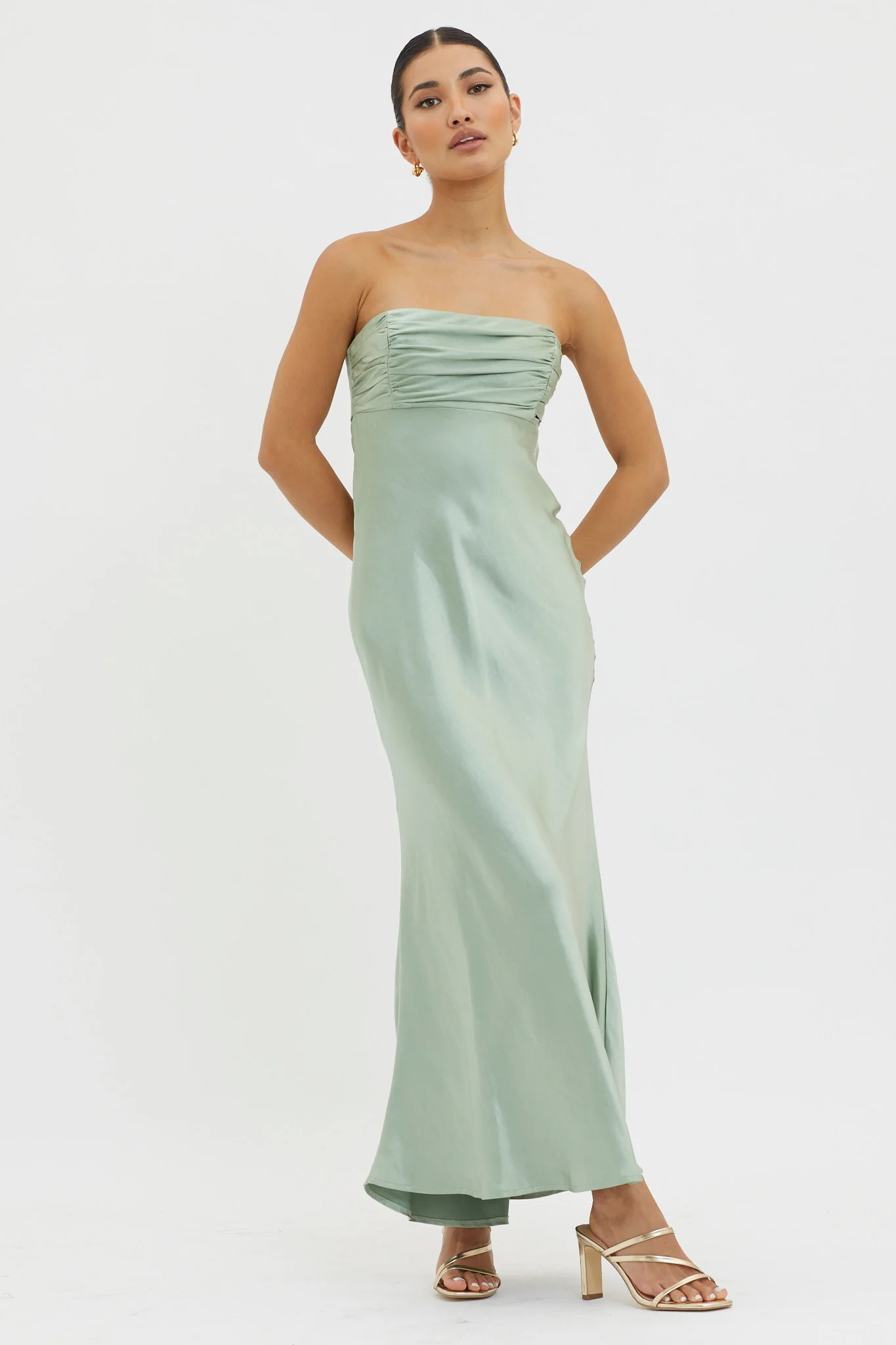 Moon Song Strapless Laced Back Dress Matcha - Sonourner