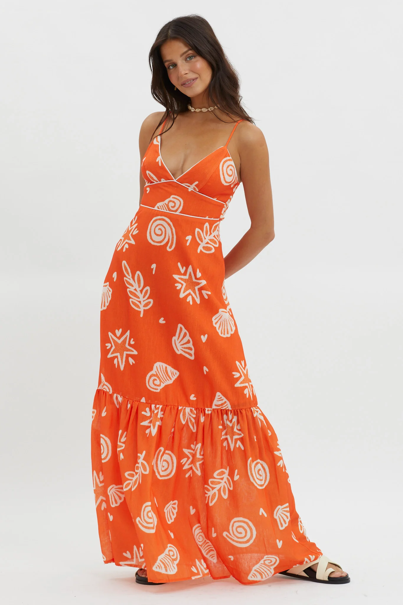 Later Days Cami Strap Maxi Dress Print Red - Sonourner