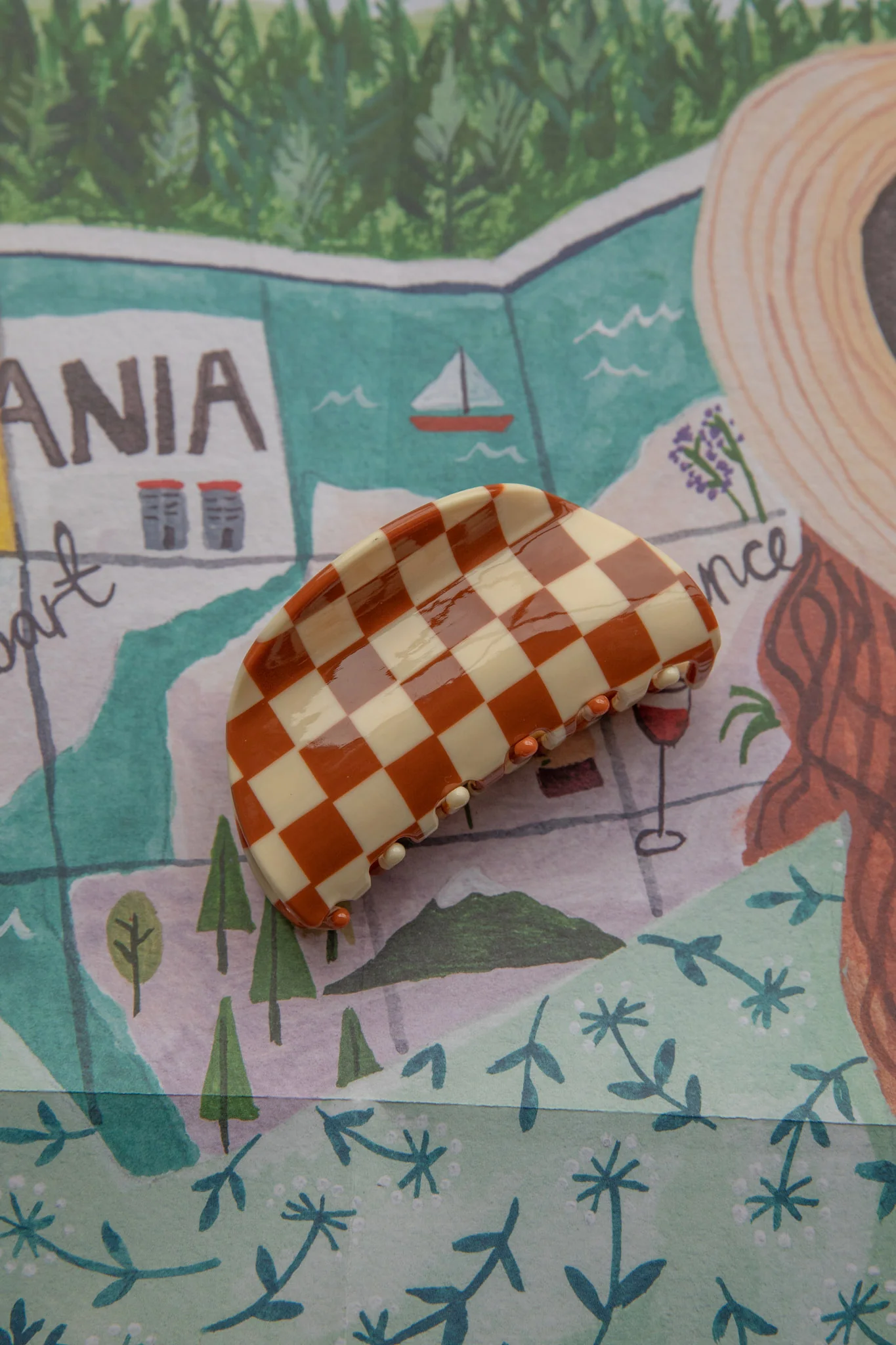 Kitsch Checkered Hair Clip Brown - Sonourner