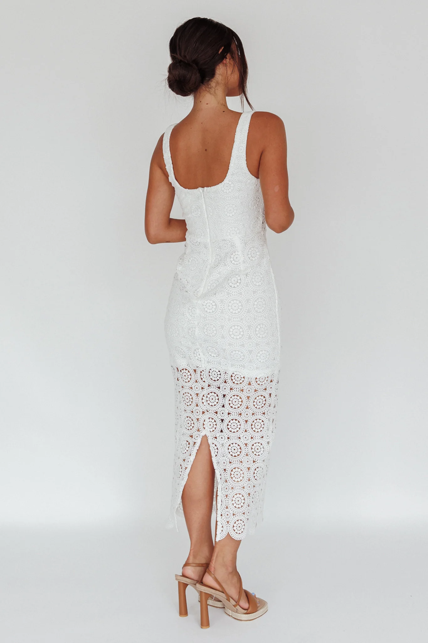 Milano Crochet Lace Midi Dress White - Sonourner