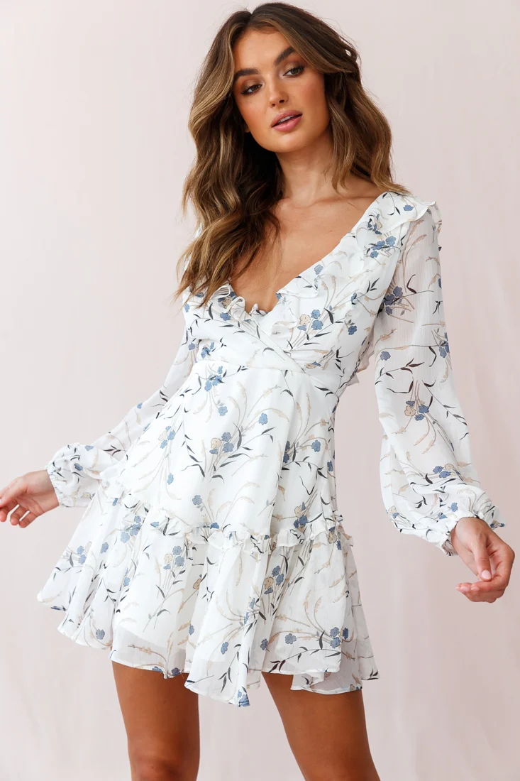 Brentwood Lace Up Babydoll Dress White - Sonourner