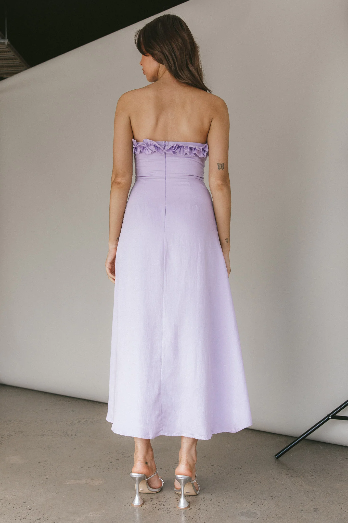 Under The Sun Tied Bust Midi Dress Lilac - Sonourner