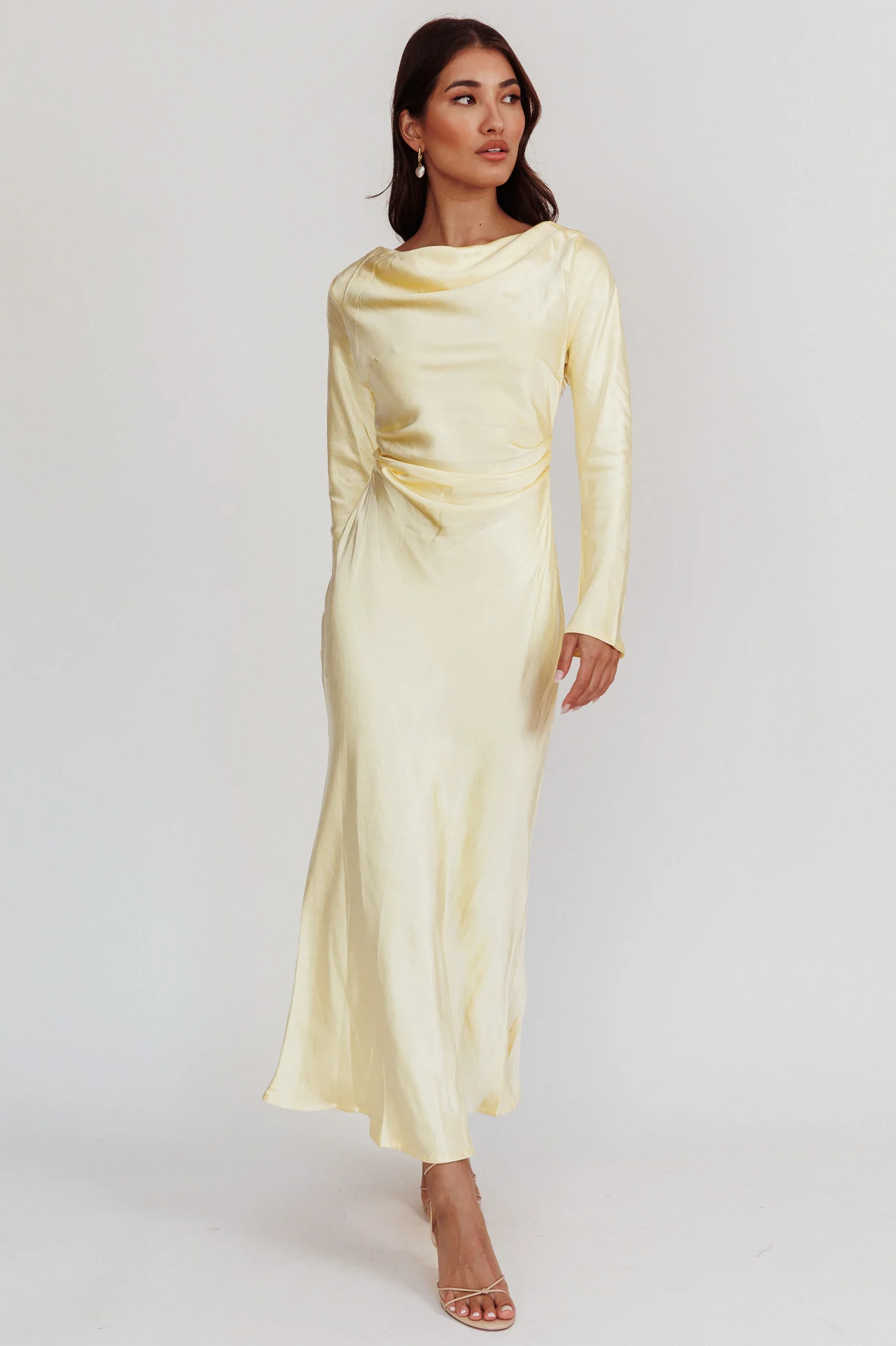Loveland Cowl Back Midi Dress Butter - Sonourner