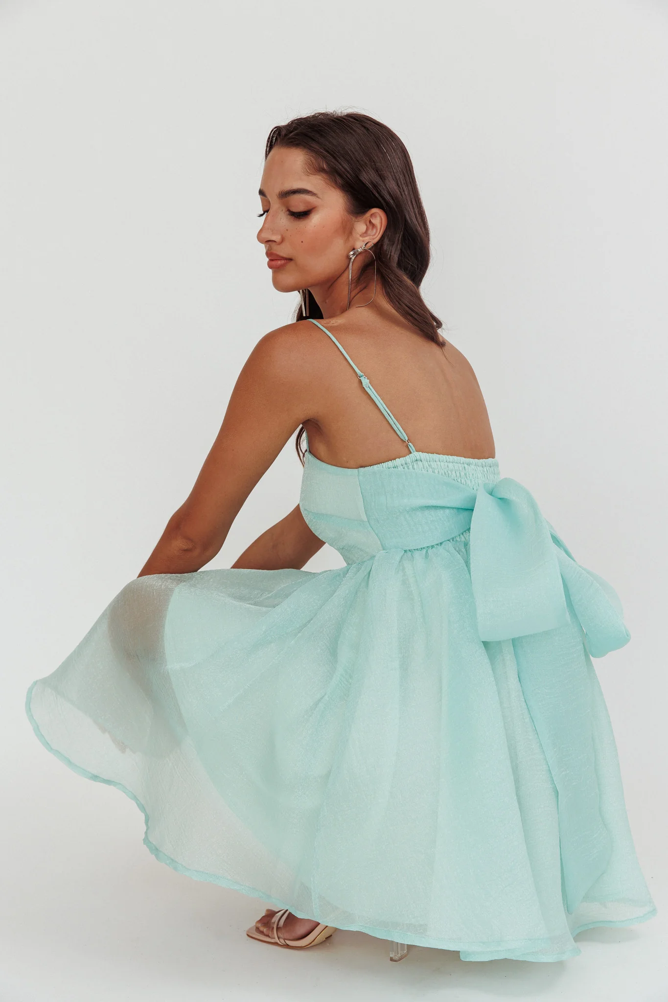 Diaz Bow Back Babydoll Mini Dress Sage - Sonourner