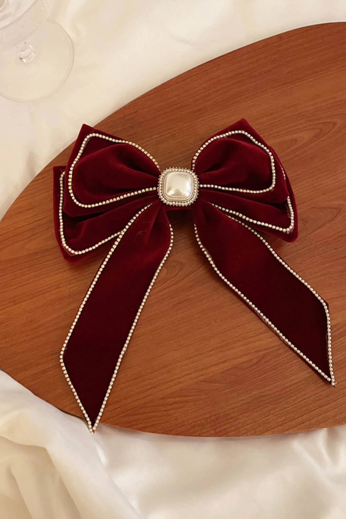 Evie Bow Hairclip Wine - Sonourner