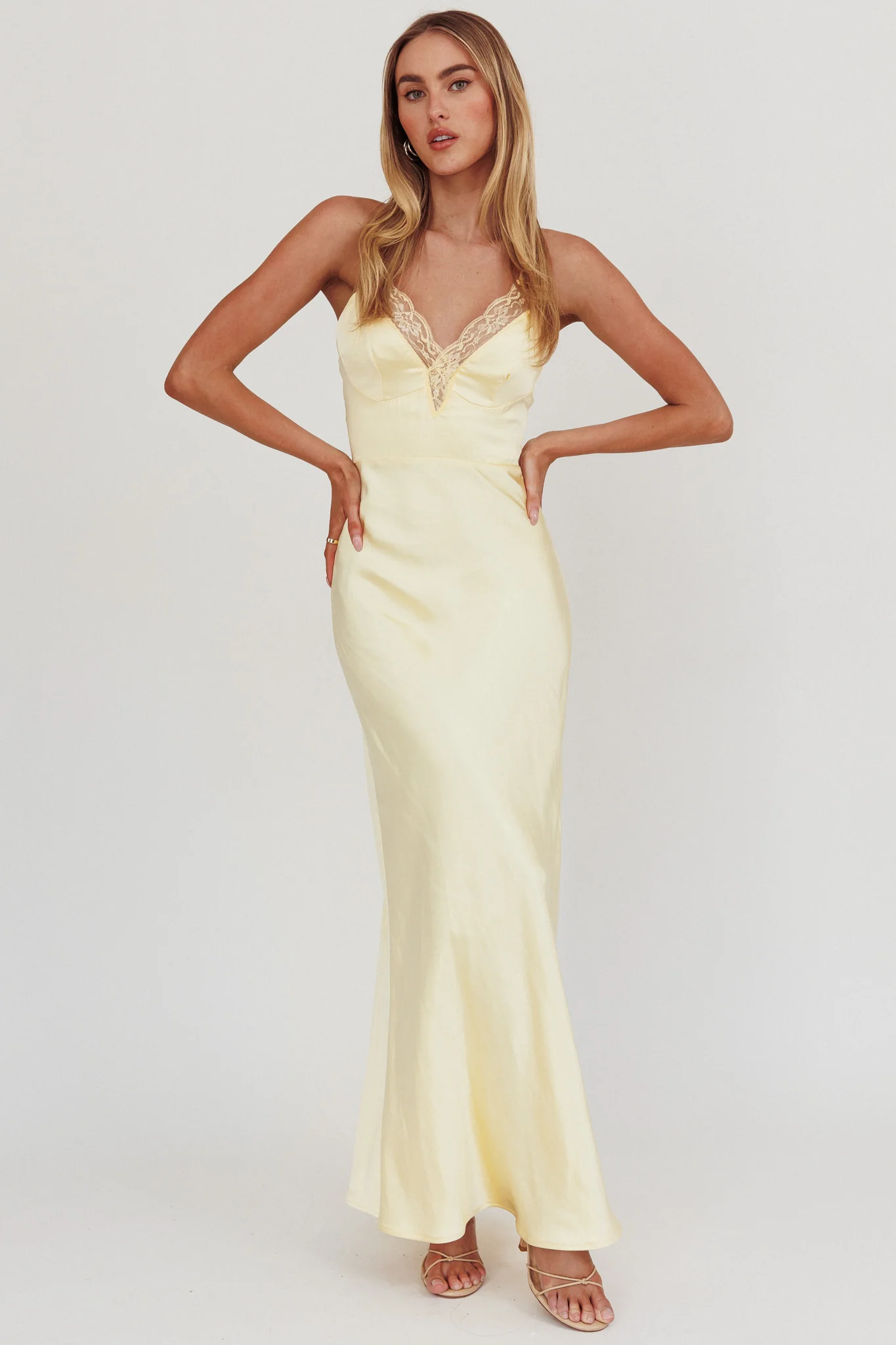 Summer Of Love Lace Trim Maxi Dress Lemon - Sonourner