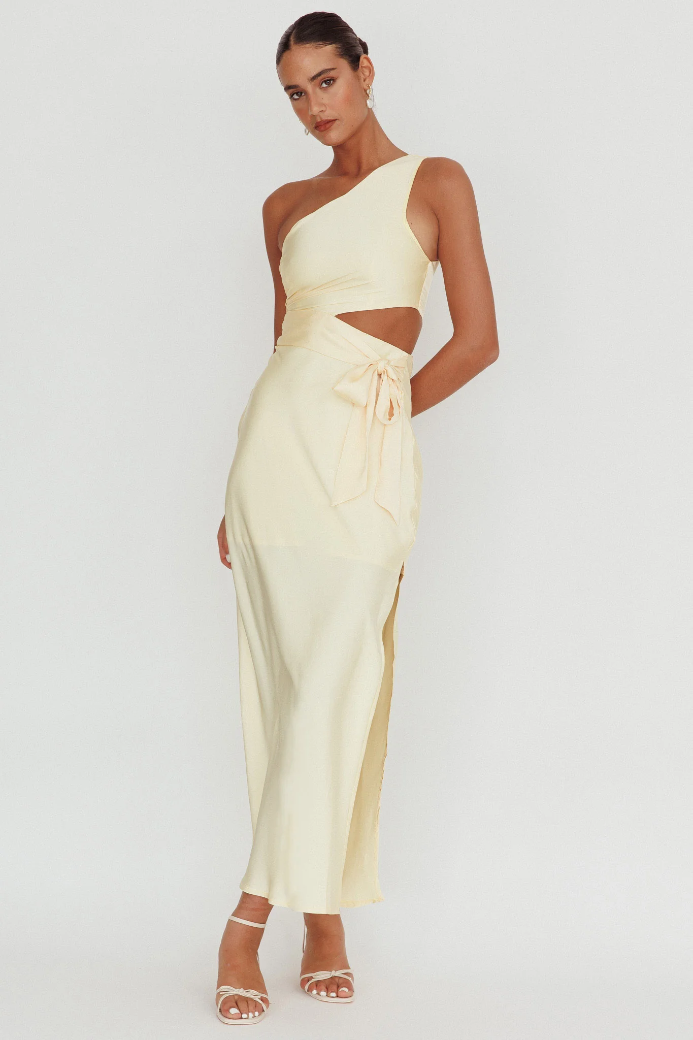 Abloom One Shoulder Satin Maxi Dress Butter - Sonourner