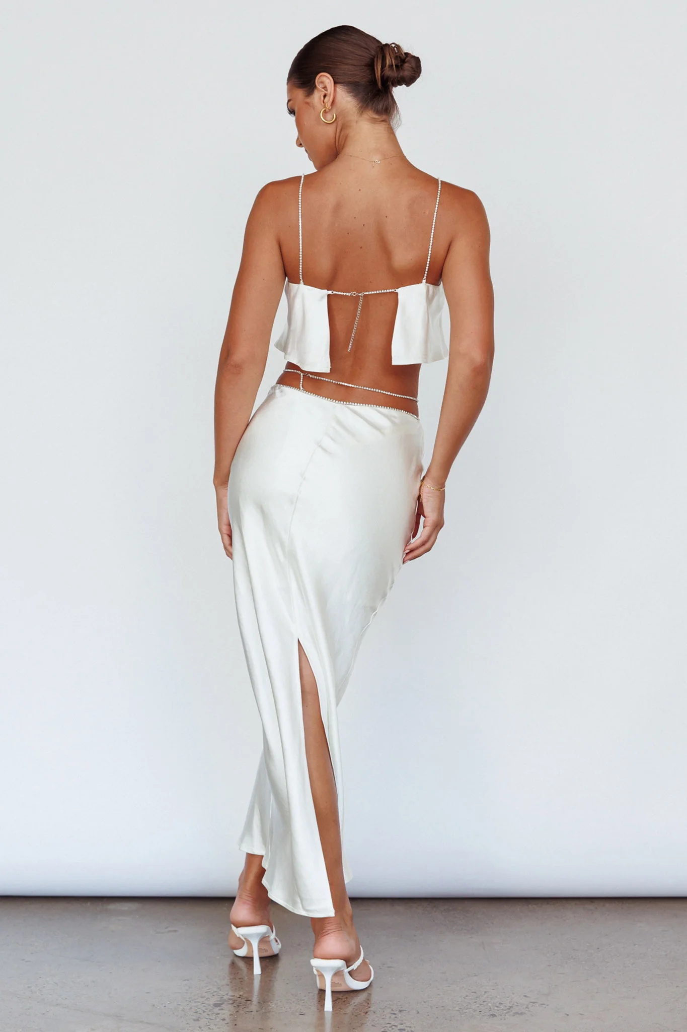 Tahni Diamante Chain Maxi Skirt Oyster - Sonourner